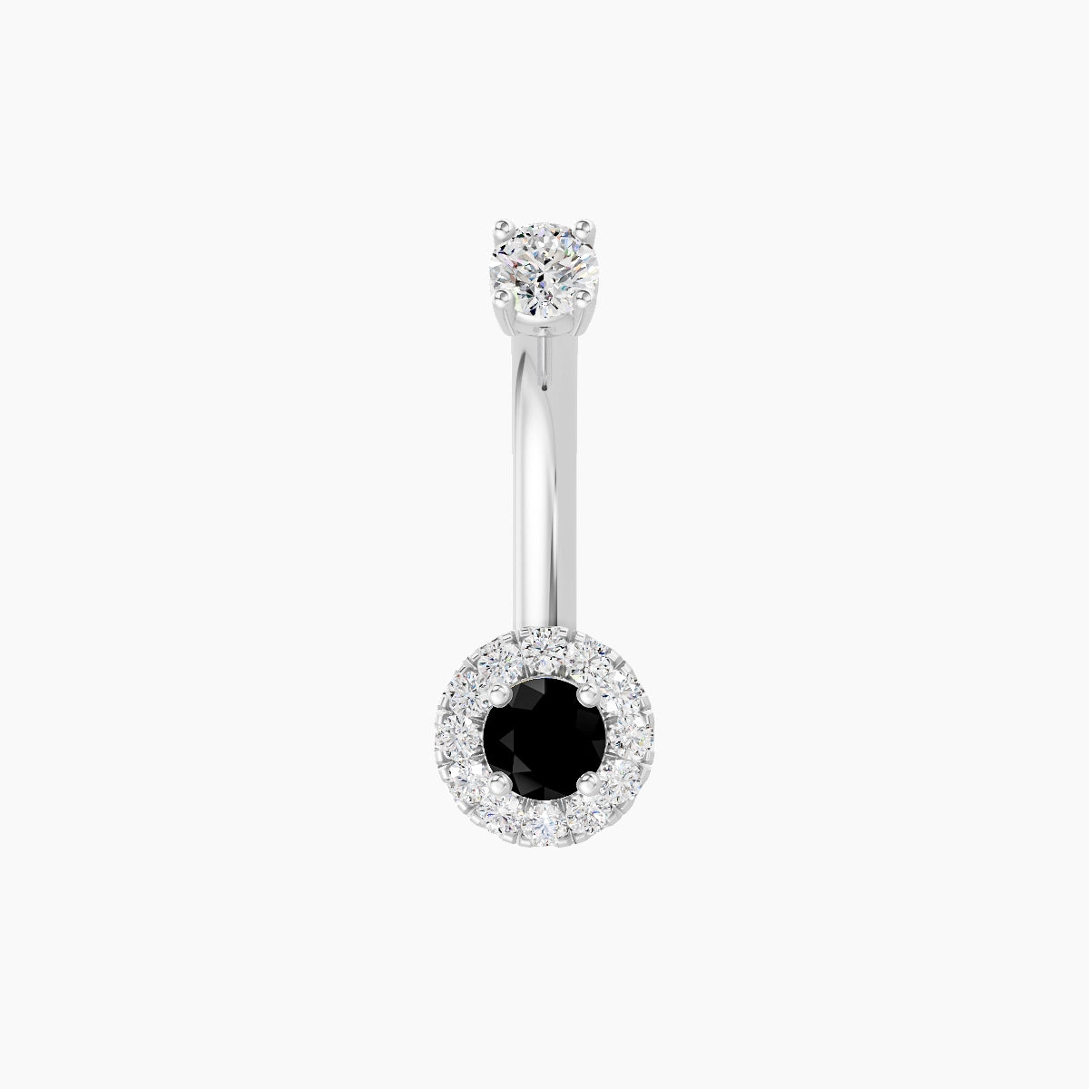 Eirene | 18k White Gold 5.5 mm 8 mm Halo Round Black Diamond & Diamond Belly Piercing