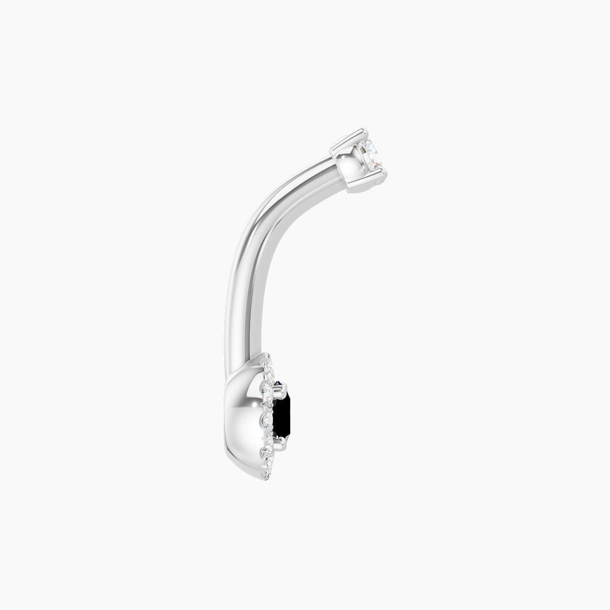 Eirene | 18k White Gold 5.5 mm 8 mm Halo Round Black Diamond & Diamond Belly Piercing