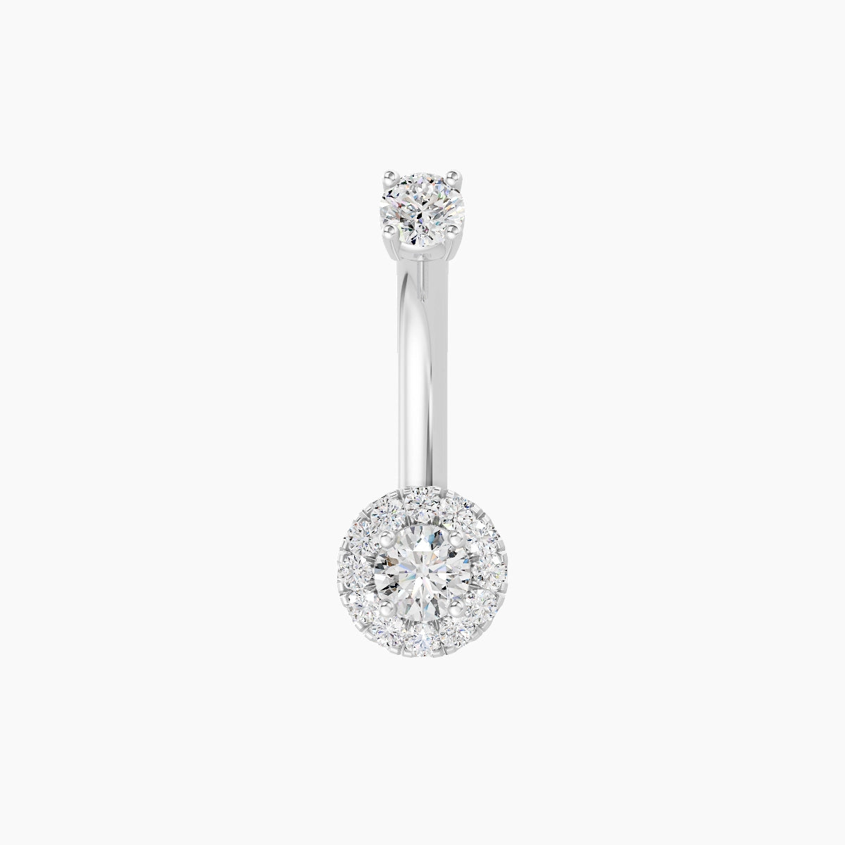 Eirene | 18k White Gold 5.5 mm 8 mm Halo Round Diamond Belly Piercing