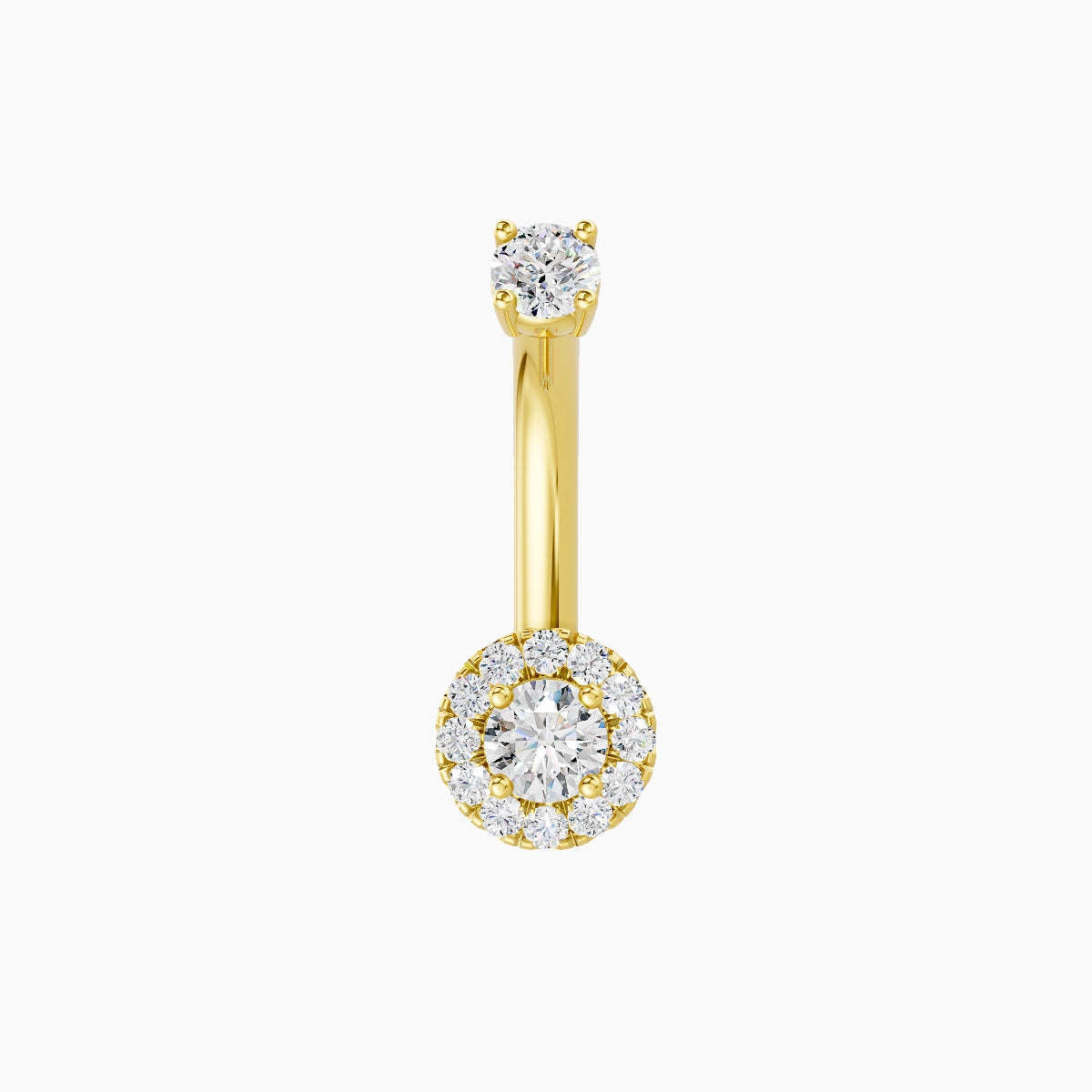 Eirene | 18k Yellow Gold 5.5 mm 8 mm Halo Round Diamond Belly Piercing