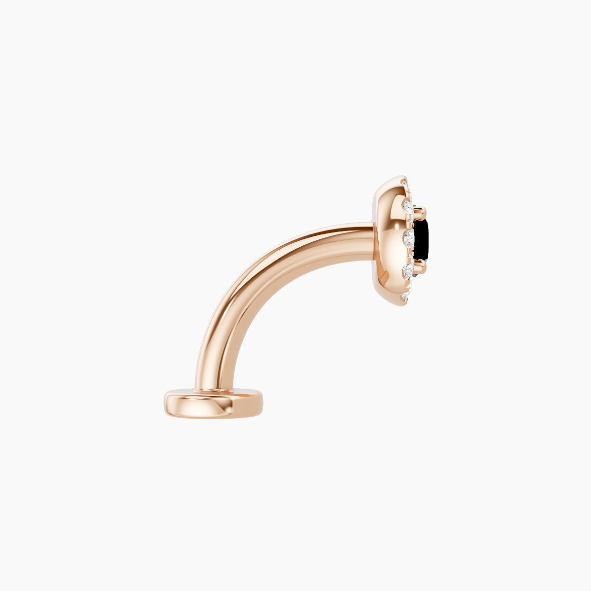 Eirene | 18k Rose Gold 8 mm 5.5 mm Halo Round Black Diamond & Diamond Floating Navel Piercing