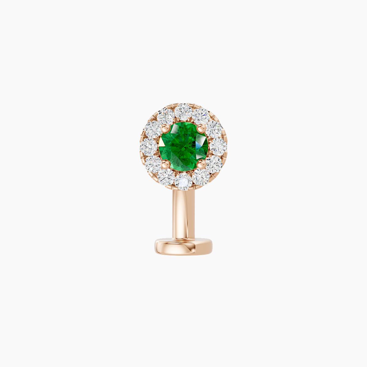 Eirene | 18k Rose Gold 8 mm 5.5 mm Halo Round Emerald & Diamond Floating Navel Piercing