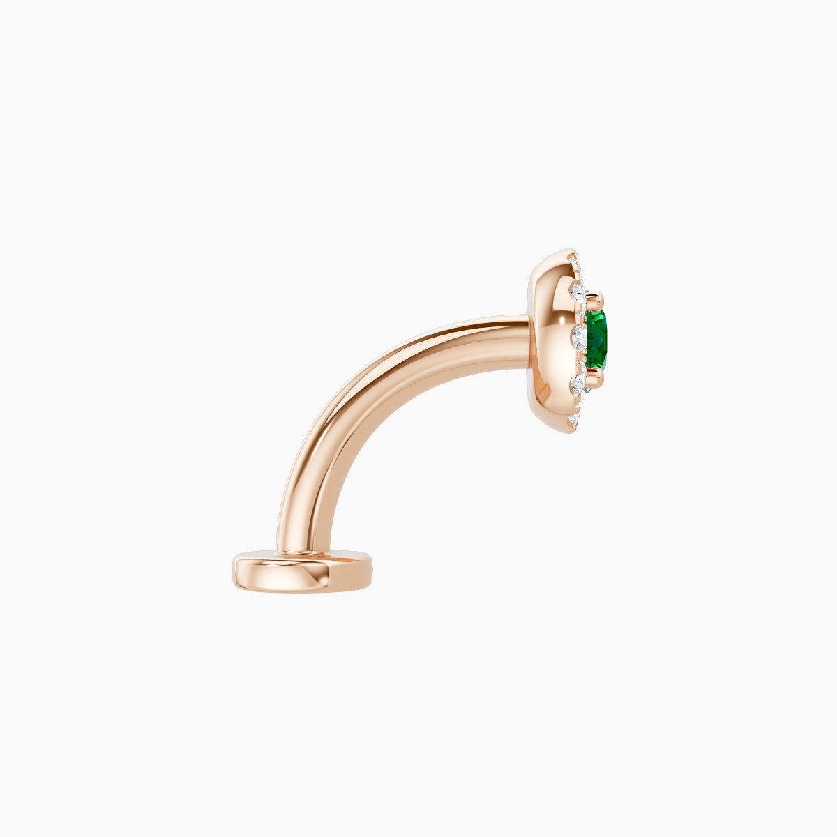 Eirene | 18k Rose Gold 8 mm 5.5 mm Halo Round Emerald & Diamond Floating Navel Piercing