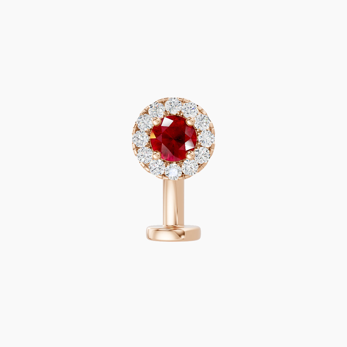 Eirene | 18k Rose Gold 8 mm 5.5 mm Halo Round Ruby & Diamond Floating Navel Piercing