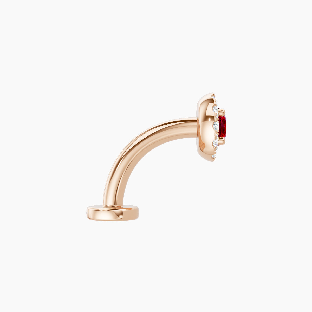 Eirene | 18k Rose Gold 8 mm 5.5 mm Halo Round Ruby & Diamond Floating Navel Piercing