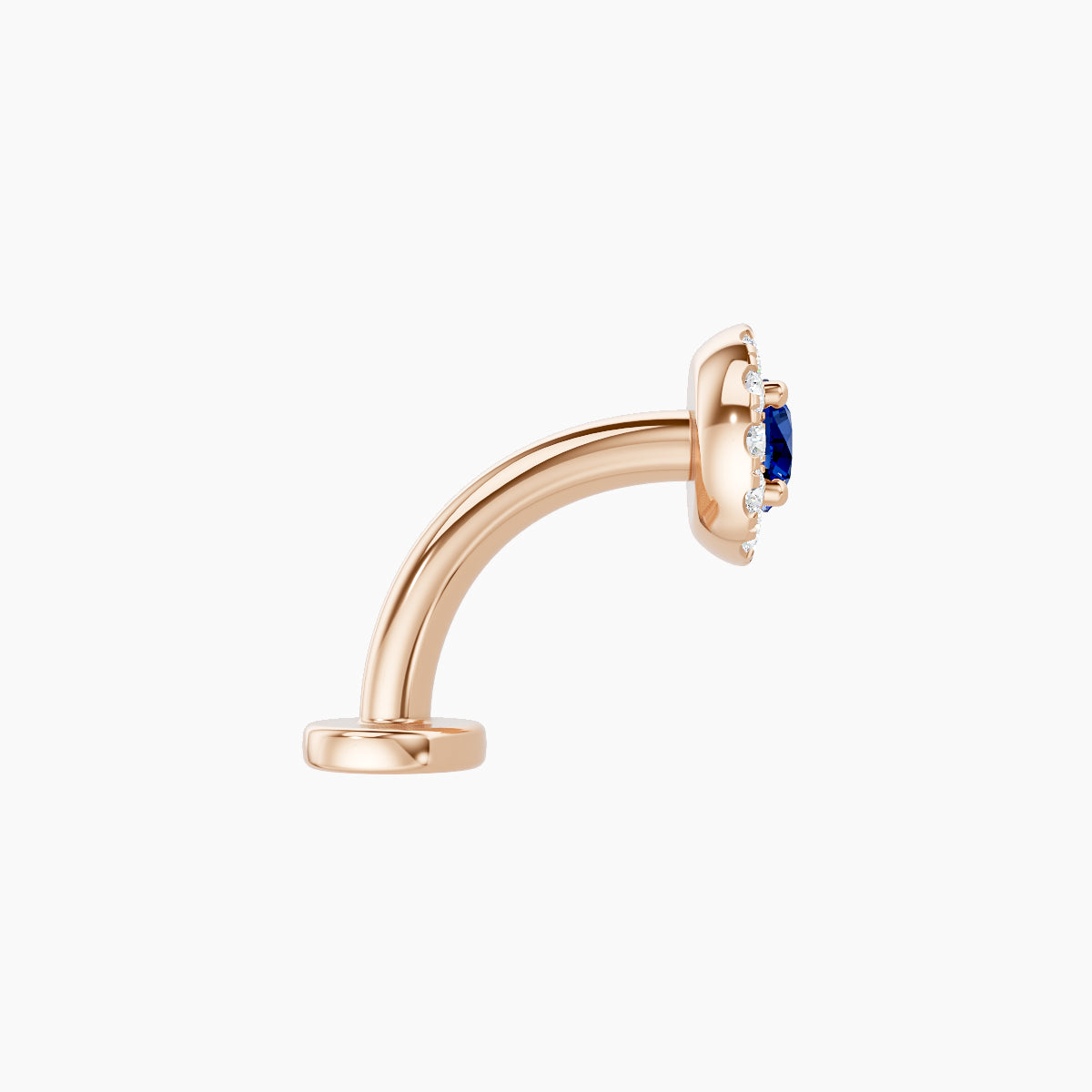 Eirene | 18k Rose Gold 8 mm 5.5 mm Halo Round Sapphire & Diamond Floating Navel Piercing