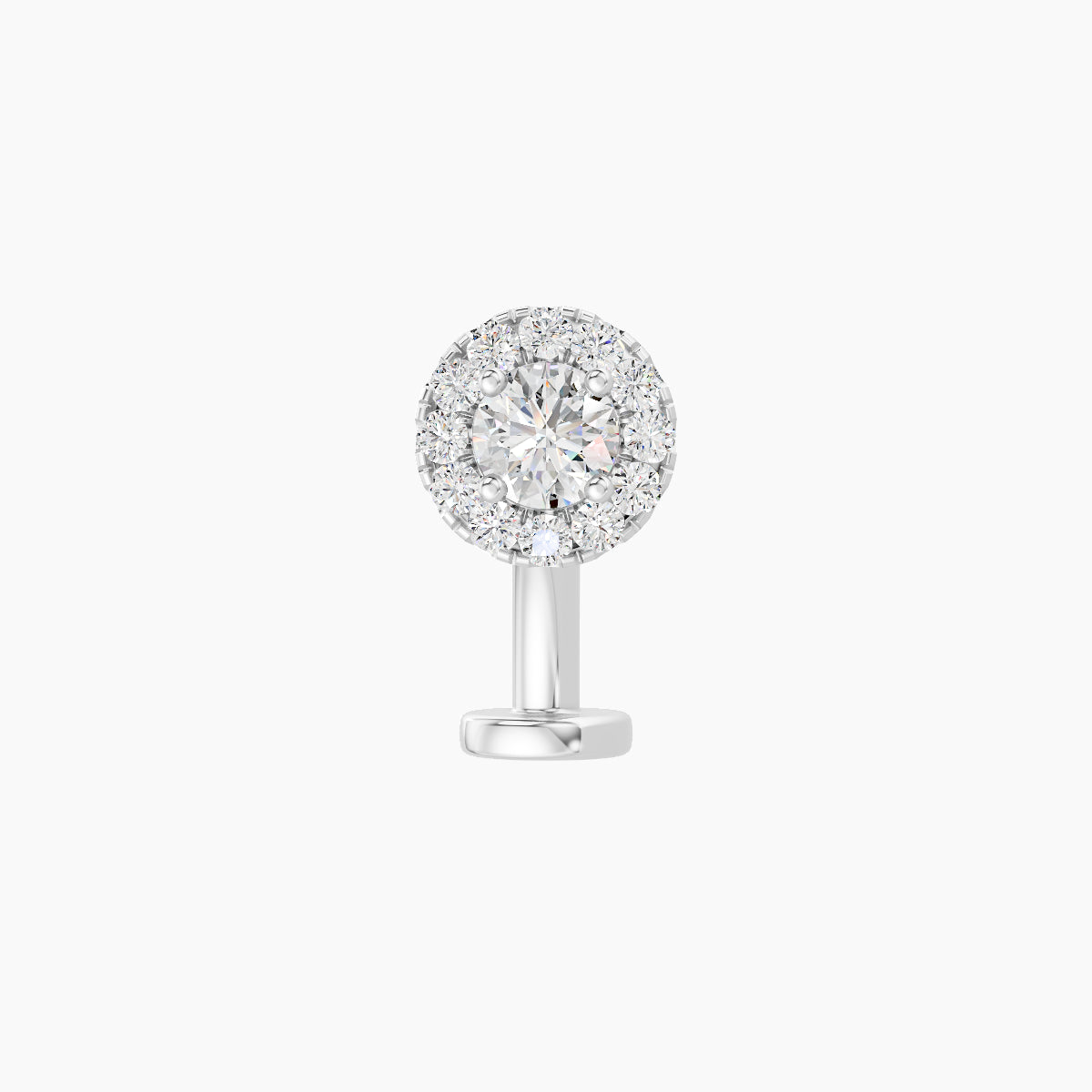 Eirene | 18k White Gold 5.5 mm 8 mm Halo Round Diamond Floating Navel Piercing