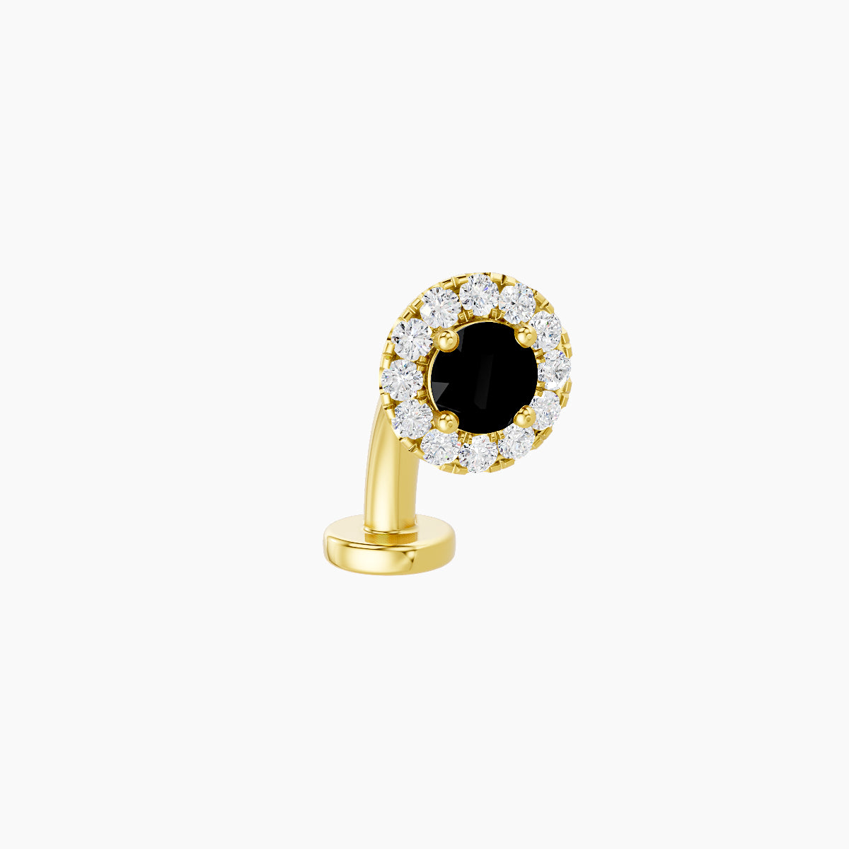 Eirene | 18k Yellow Gold 8 mm 5.5 mm Halo Round Black Diamond & Diamond Floating Navel Piercing