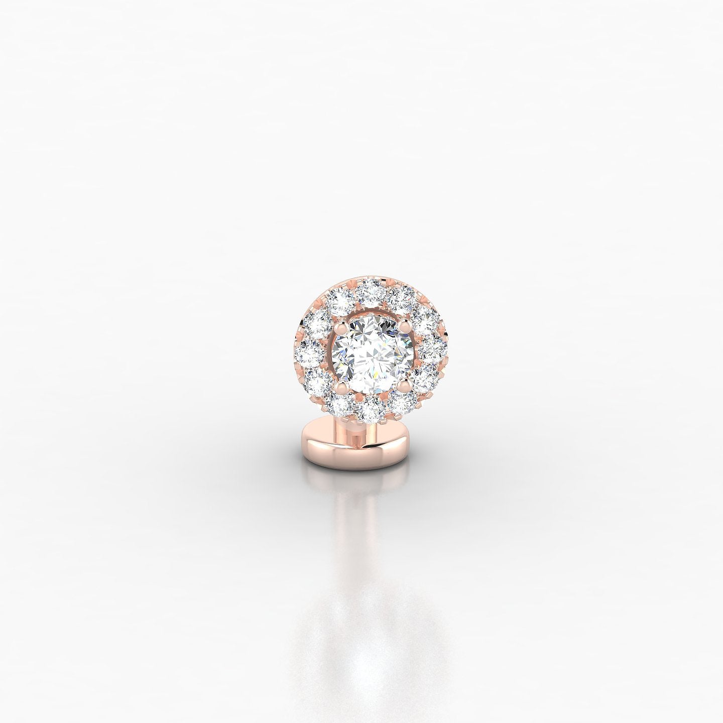 Eirene | 18k Rose Gold 8 mm 6 mm Halo Round Diamond Floating Navel Piercing