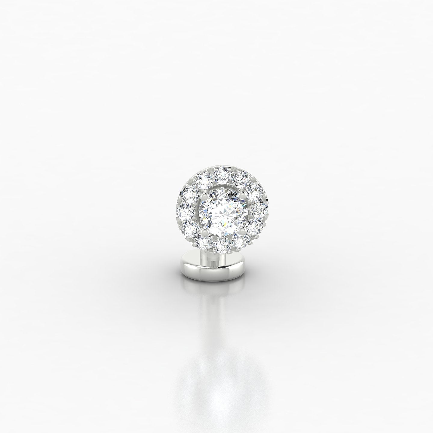 Eirene | 18k White Gold 8 mm 6 mm Halo Round Diamond Floating Navel Piercing