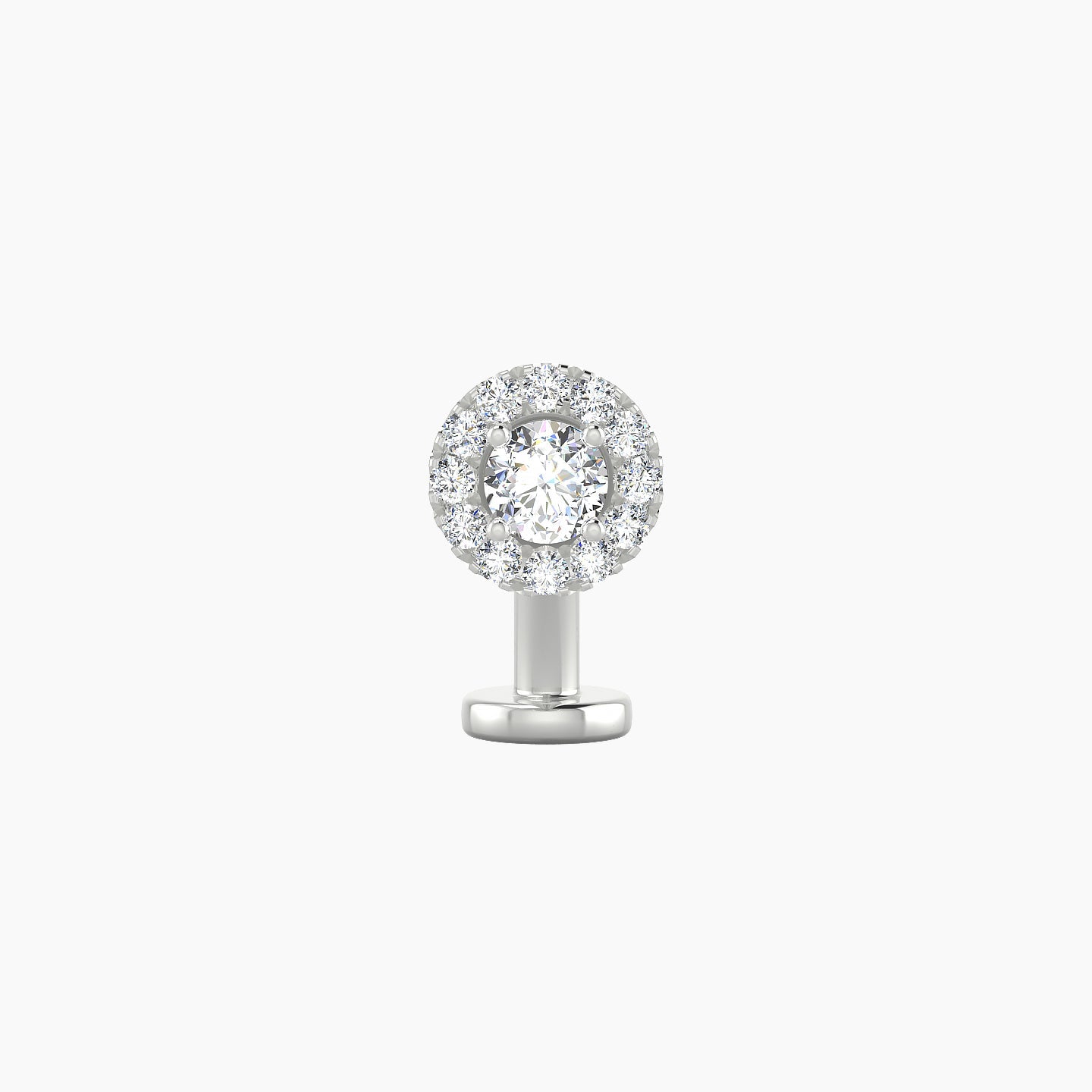 Eirene | 18k White Gold 6 mm 8 mm Halo Round Diamond Floating Navel Piercing