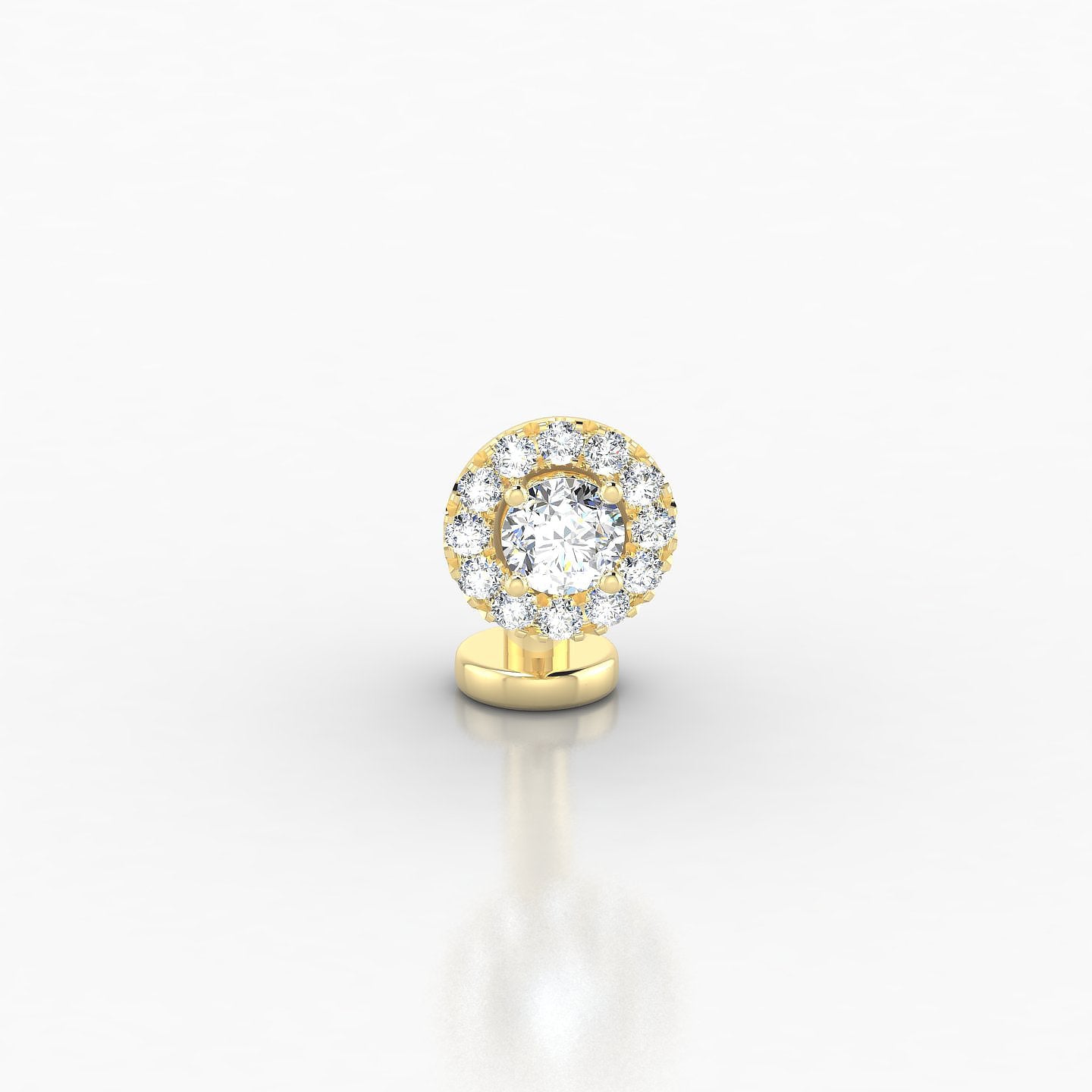 Eirene | 18k Yellow Gold 8 mm 6 mm Halo Round Diamond Floating Navel Piercing