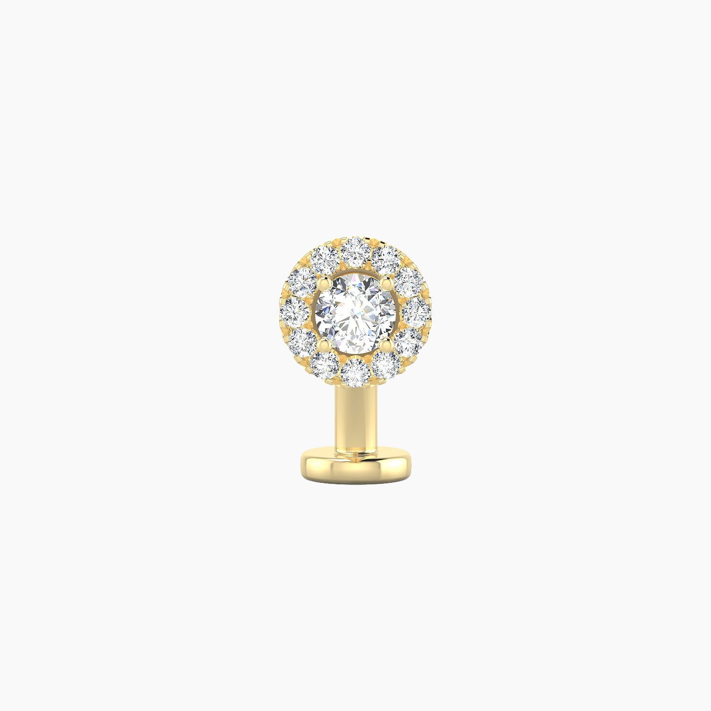 Eirene | 18k Yellow Gold 6 mm 8 mm Halo Round Diamond Floating Navel Piercing