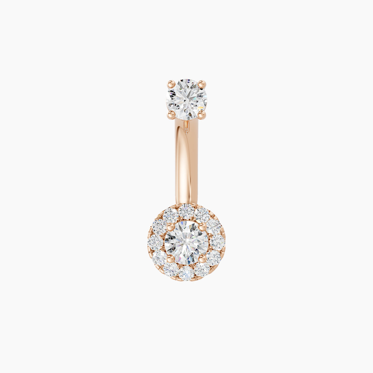 Eirene | 18k Rose Gold 6 mm 8 mm Halo Round Diamond Navel Piercing