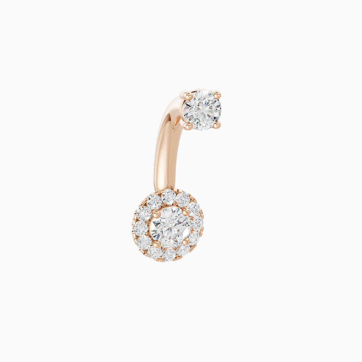 Eirene | 18k Rose Gold 6 mm 8 mm Halo Round Diamond Navel Piercing
