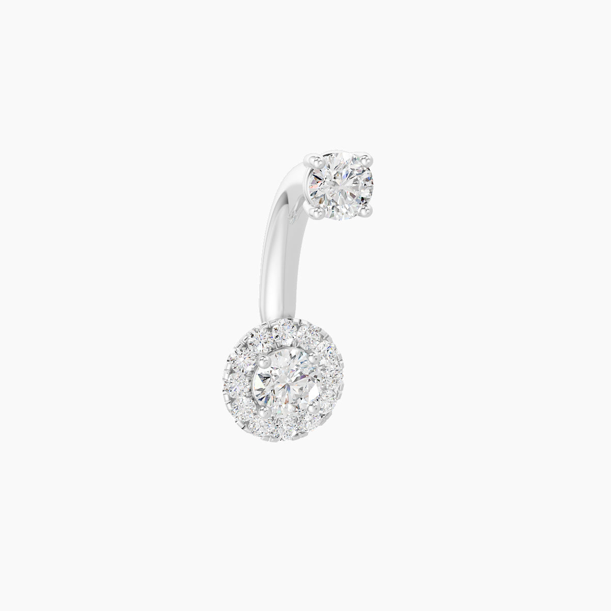 Eirene | 18k White Gold 6 mm 8 mm Halo Round Diamond Navel Piercing