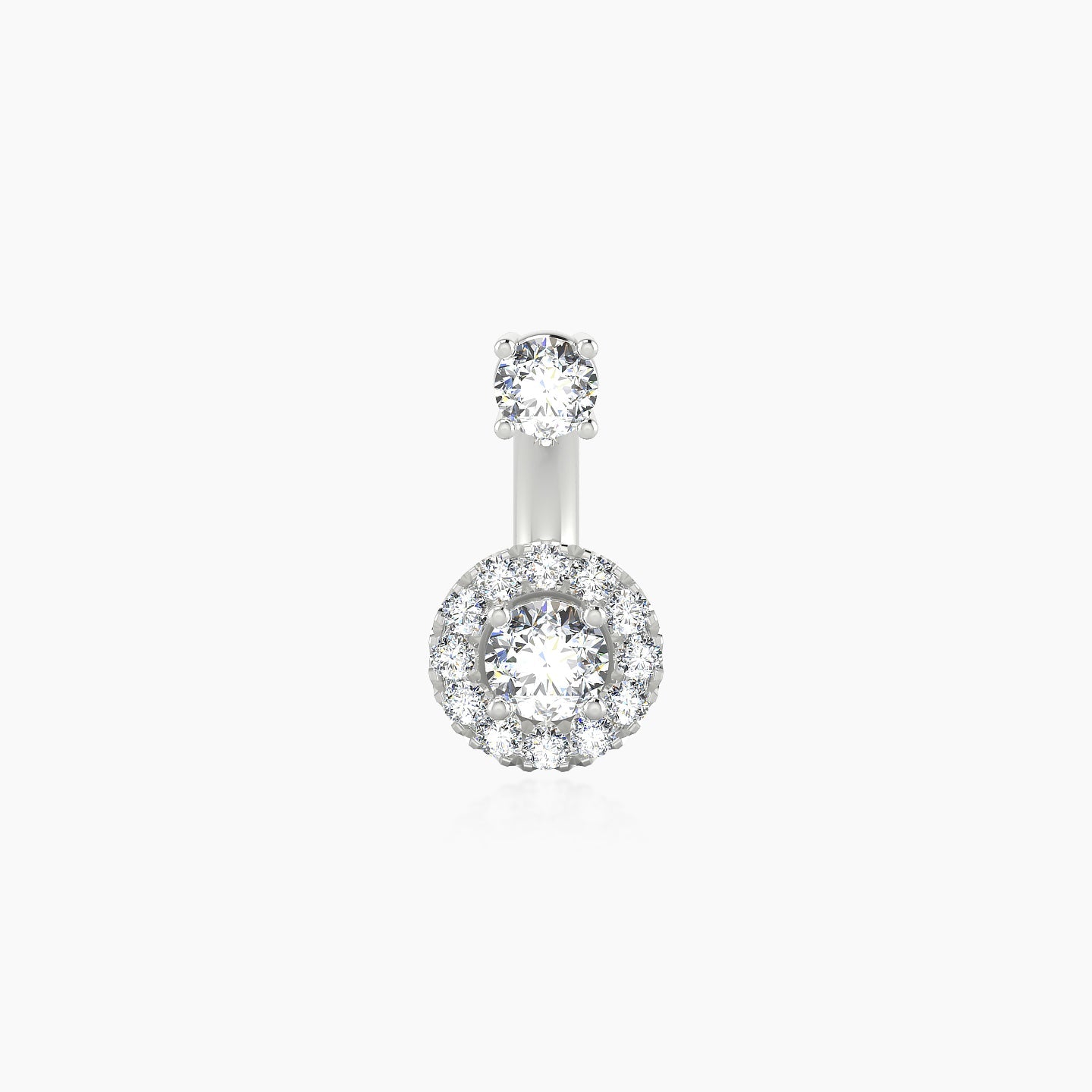 Eirene | 18k White Gold 8 mm 6 mm Halo Round Diamond Navel Piercing