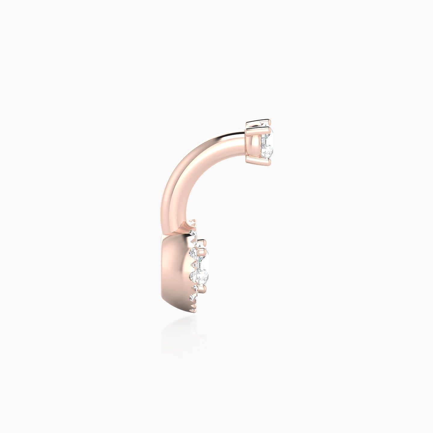 Eirene | 18k Rose Gold 8 mm 6 mm Halo Round Diamond Navel Piercing