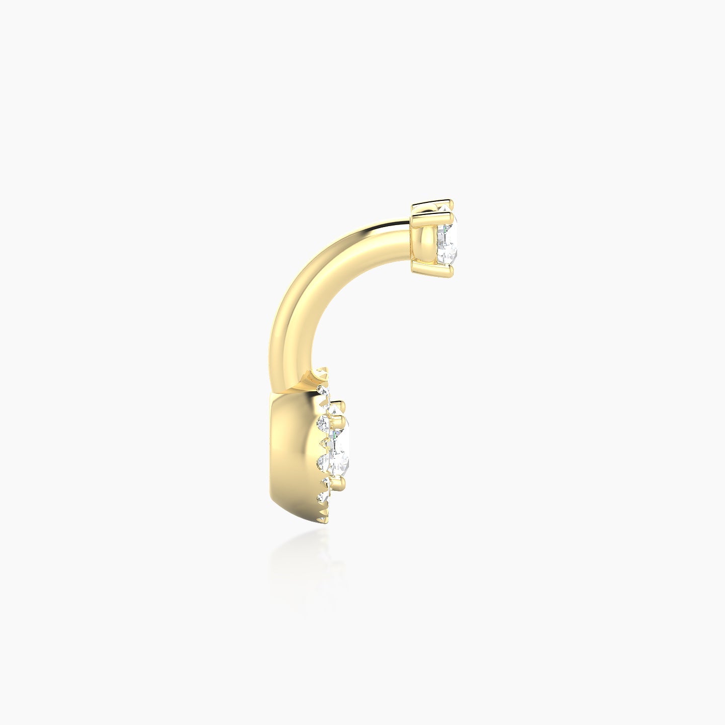 Eirene | 18k Yellow Gold 8 mm 6 mm Halo Round Diamond Navel Piercing