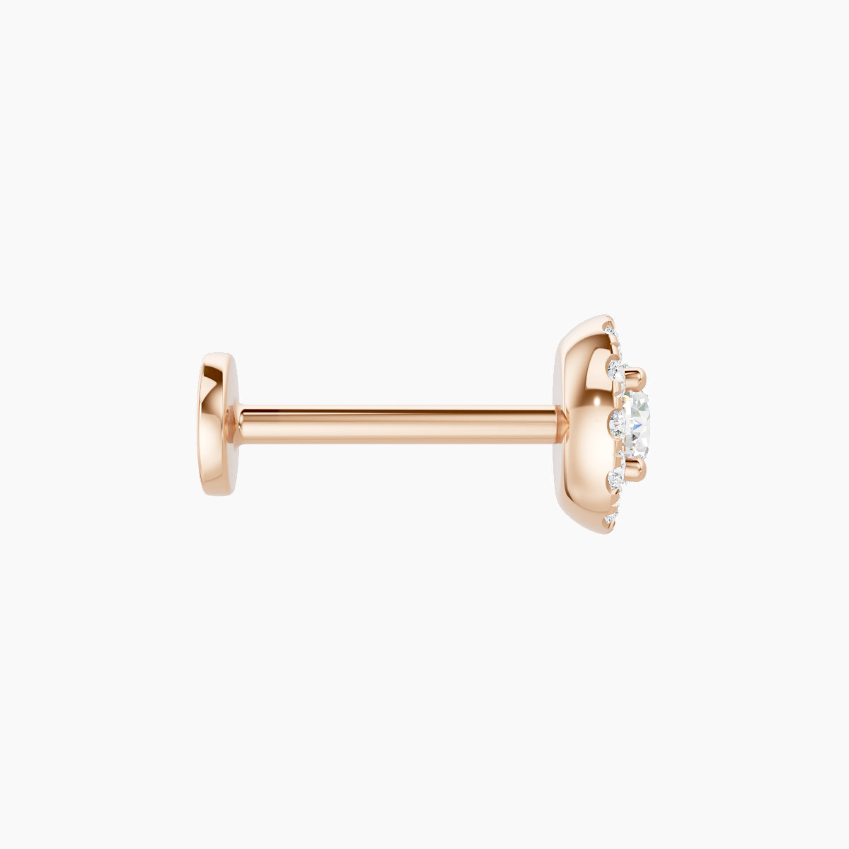 Eirene | 18k Rose Gold 5.5 mm 8 mm Halo Round Diamond Piercing