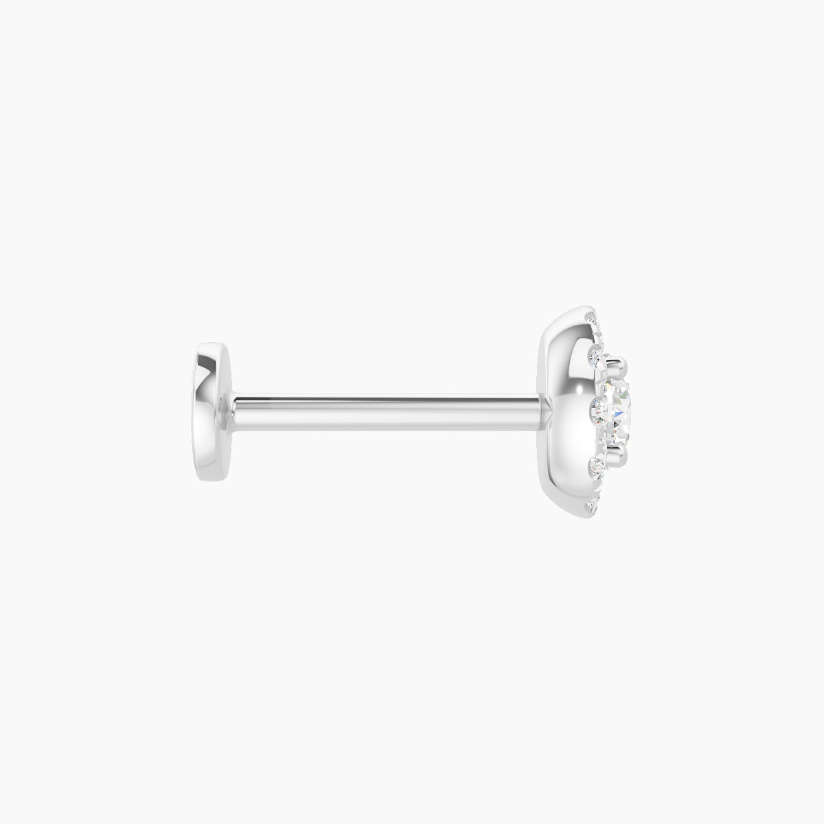 Eirene | 18k White Gold 5.5 mm 8 mm Halo Round Diamond Piercing