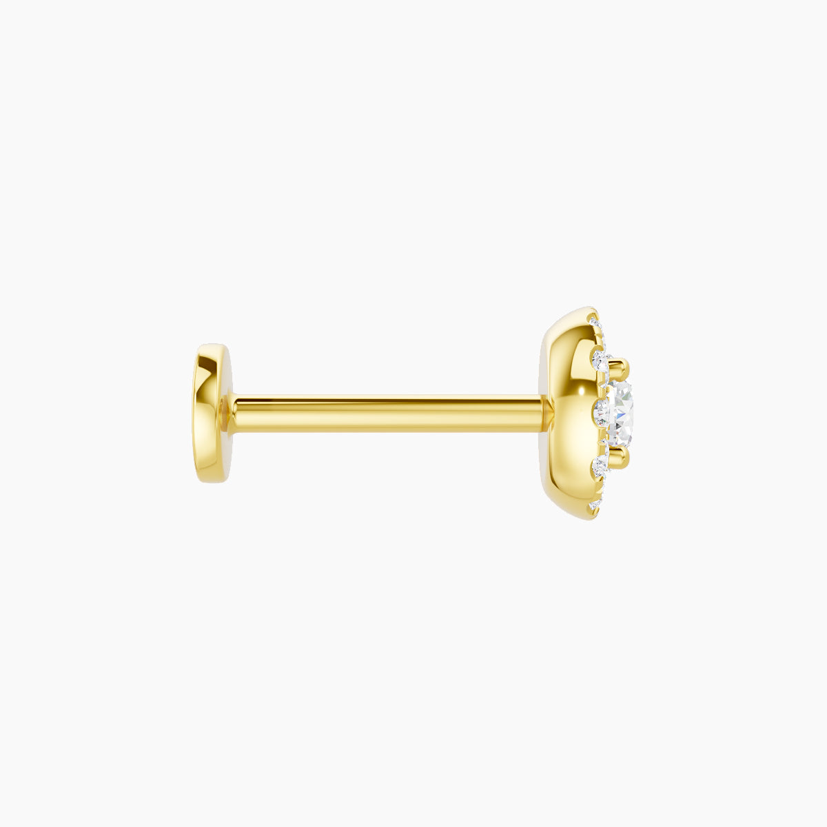 Eirene | 18k Yellow Gold 5.5 mm 8 mm Halo Round Diamond Piercing