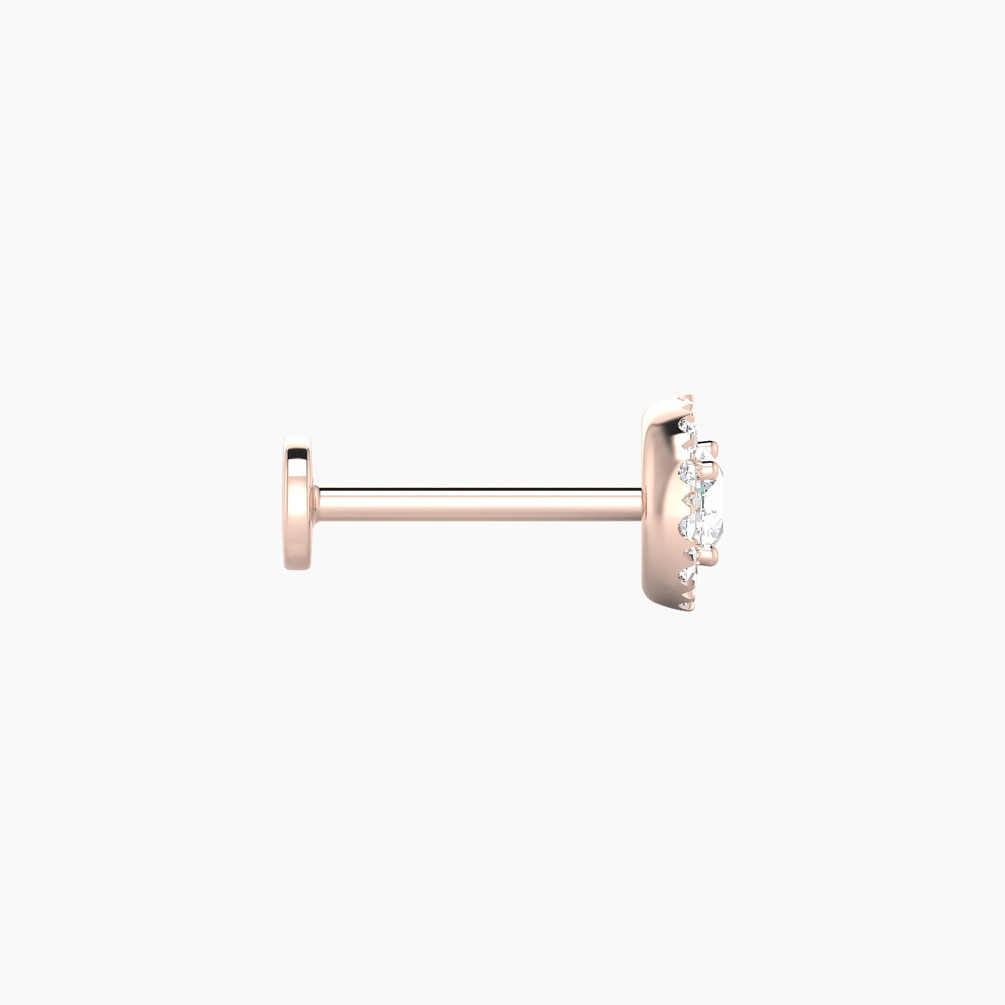 Eirene | 18k Rose Gold 6 mm 8 mm Halo Round Diamond Piercing