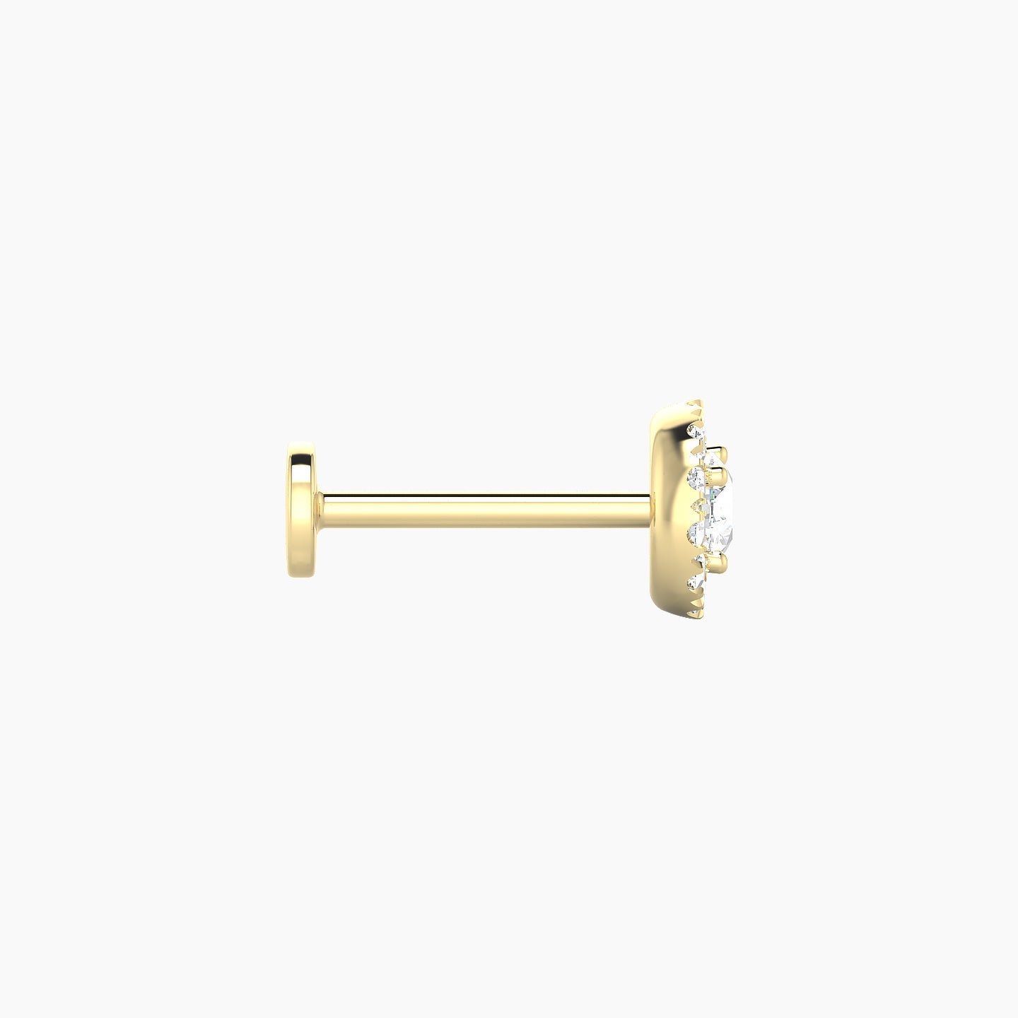 Eirene | 18k Yellow Gold 6 mm 8 mm Halo Round Diamond Piercing