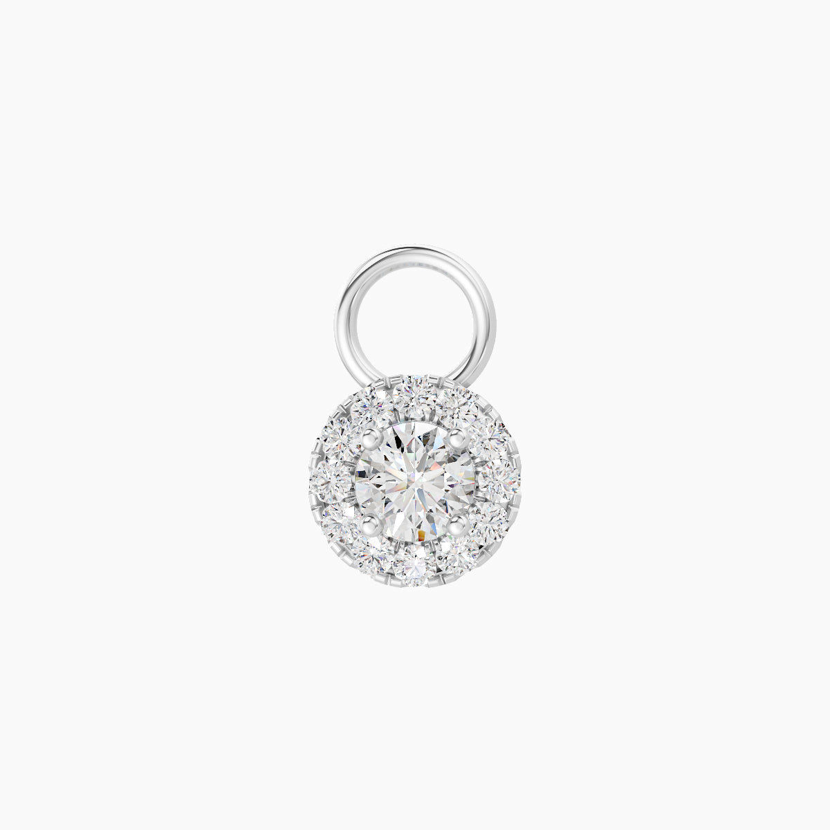 Eirene | 18k White Gold 5.5 mm Halo Round Diamond Charm