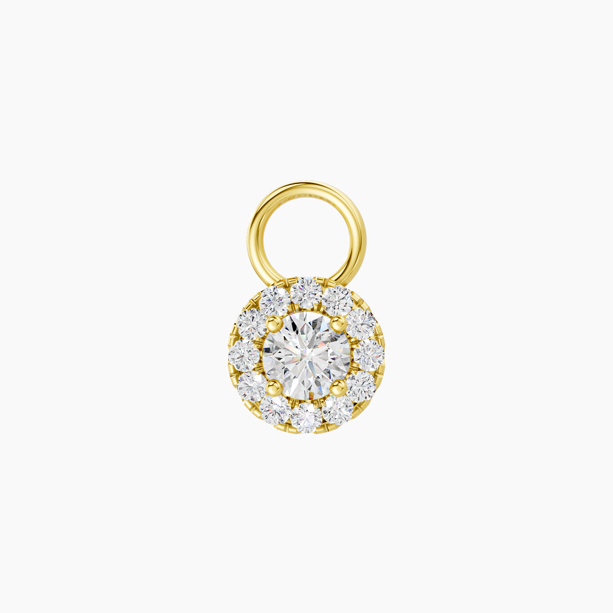 Eirene | 18k Yellow Gold 5.5 mm Halo Round Diamond Charm