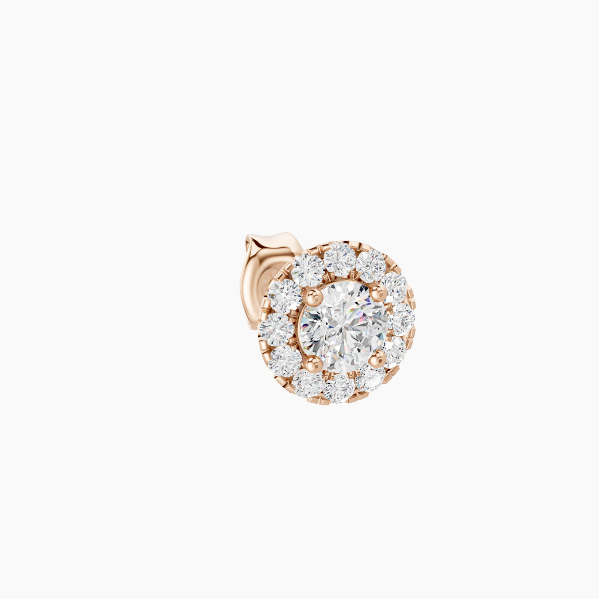 Eirene | 18k Rose Gold 5.5 mm Halo Round Diamond Earring