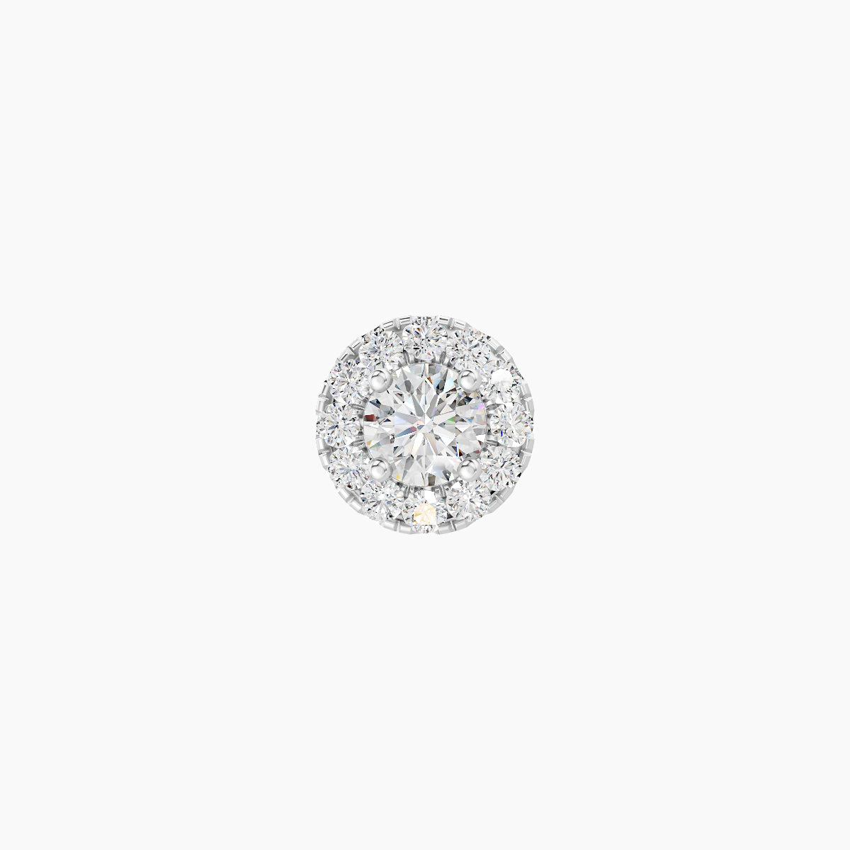 Eirene | 18k White Gold 5.5 mm Halo Round Diamond Earring