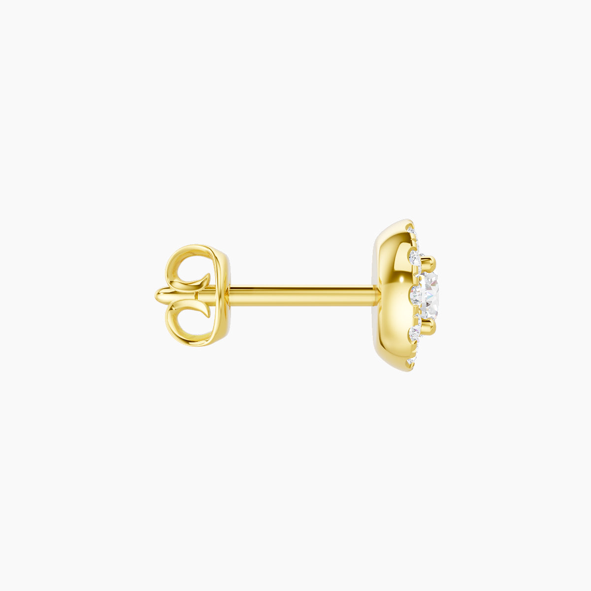 Eirene | 18k Yellow Gold 5.5 mm Halo Round Diamond Earring