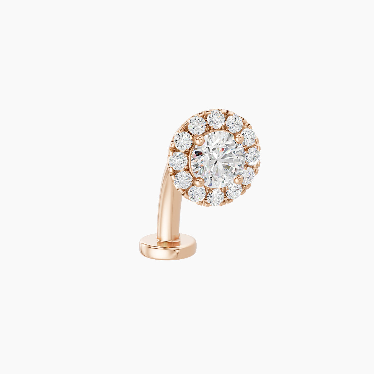 Eirene | 18k Rose Gold 6 mm 10 mm Halo Round Diamond Floating Navel Piercing