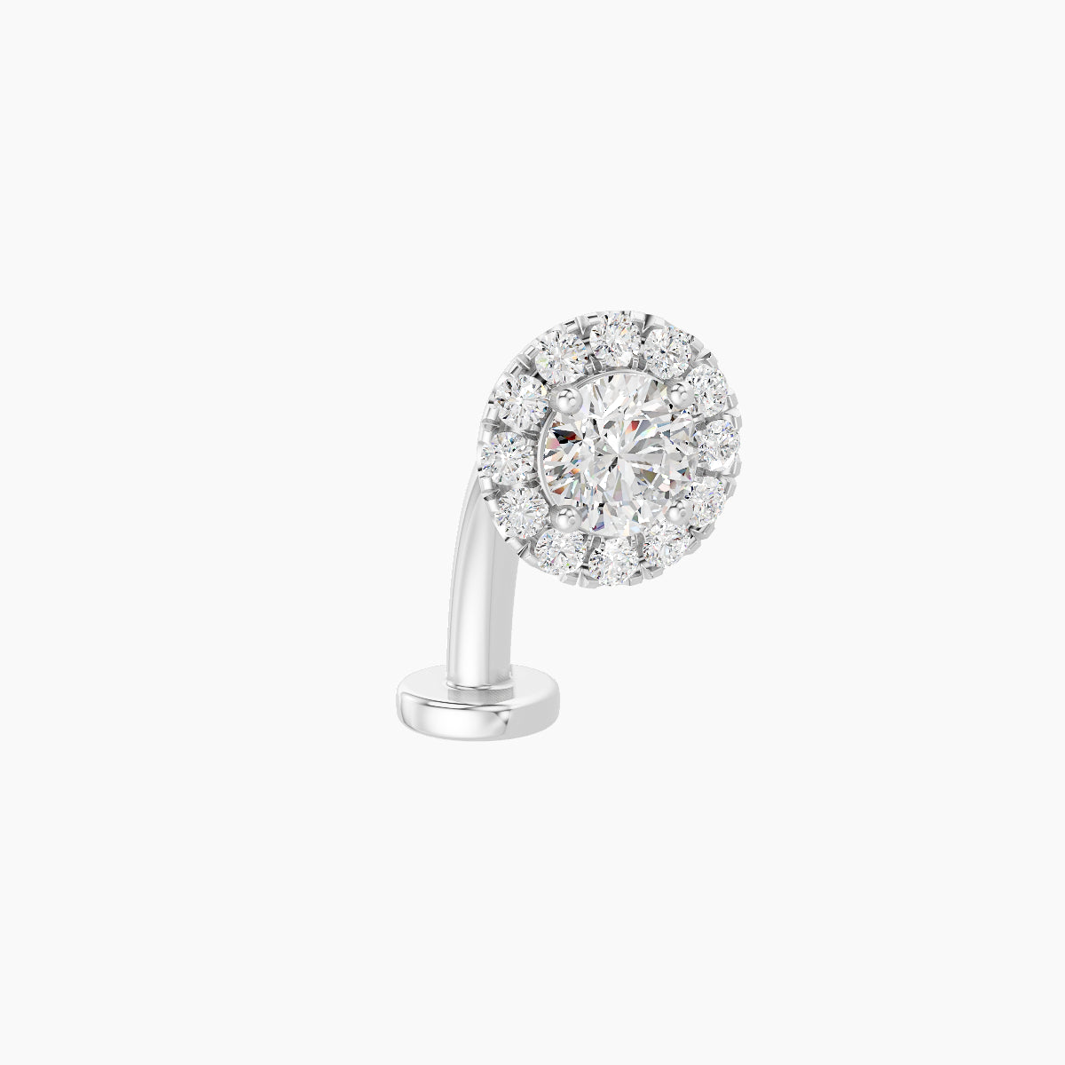 Eirene | 18k White Gold 6 mm 10 mm Halo Round Diamond Floating Navel Piercing