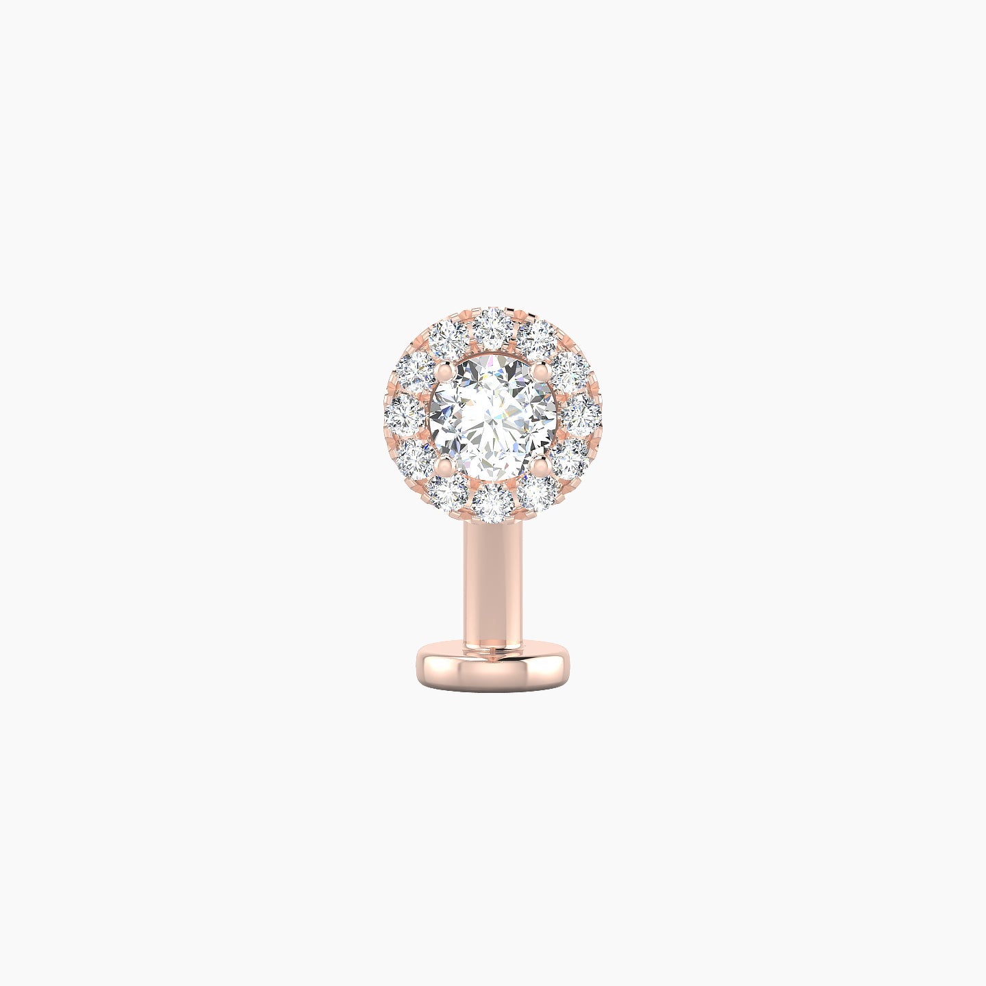 Eirene | 18k Rose Gold 6.5 mm 10 mm Halo Round Diamond Floating Navel Piercing