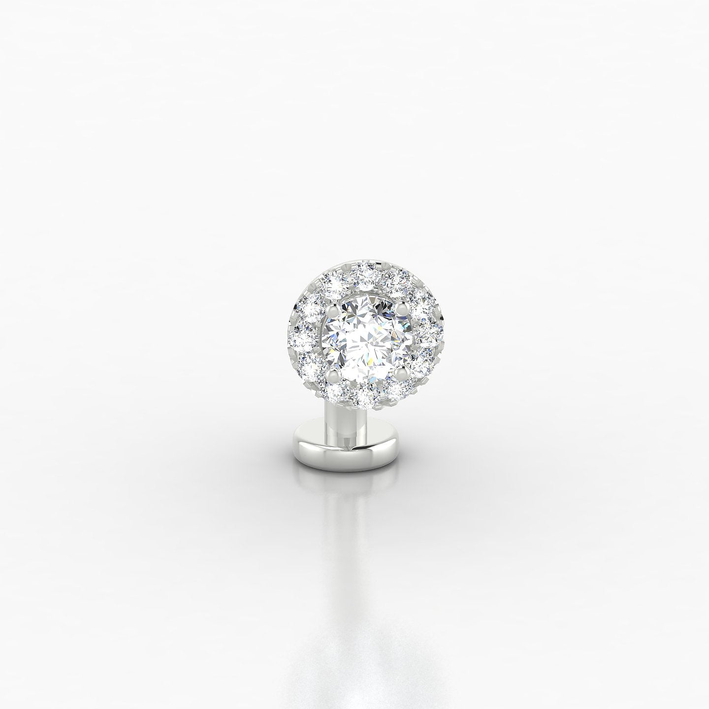 Eirene | 18k White Gold 10 mm 6.5 mm Halo Round Diamond Floating Navel Piercing