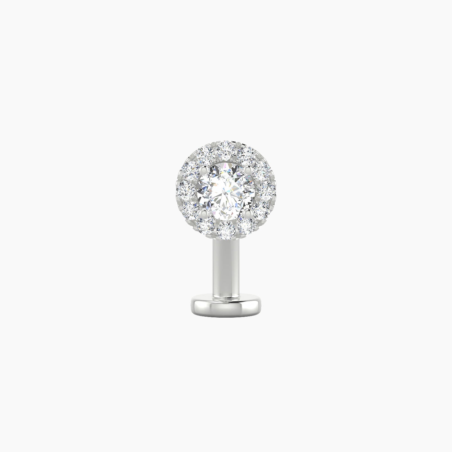 Eirene | 18k White Gold 6.5 mm 10 mm Halo Round Diamond Floating Navel Piercing