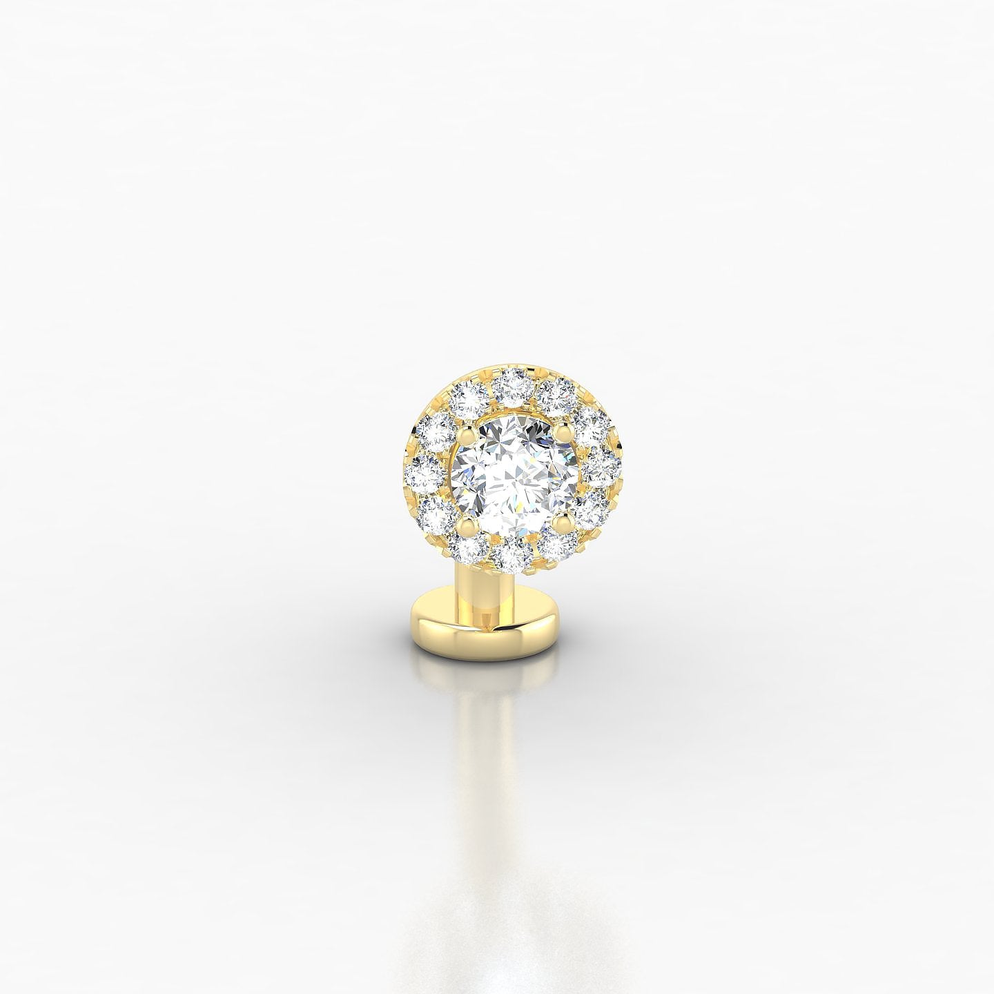Eirene | 18k Yellow Gold 10 mm 6.5 mm Halo Round Diamond Floating Navel Piercing
