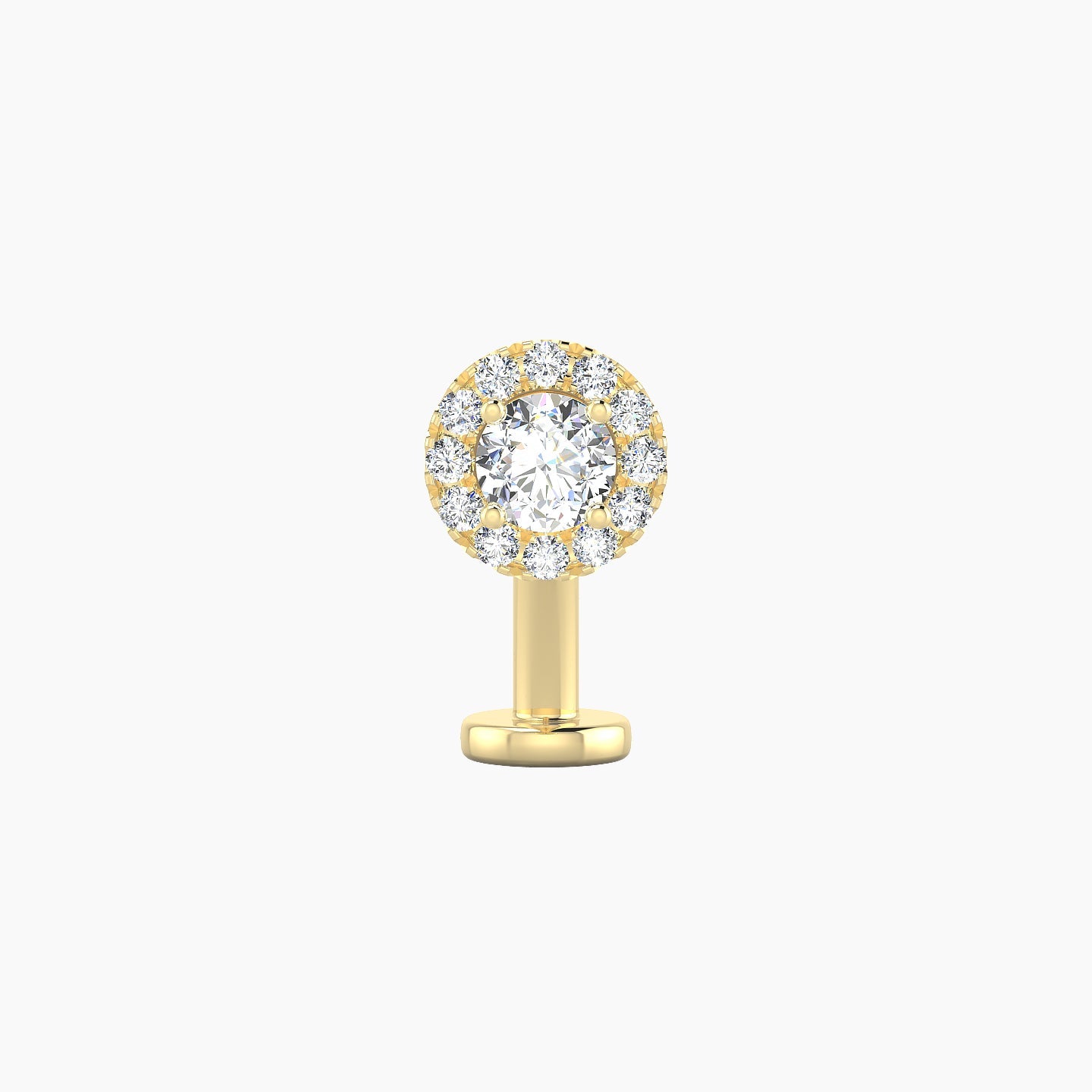 Eirene | 18k Yellow Gold 6.5 mm 10 mm Halo Round Diamond Floating Navel Piercing