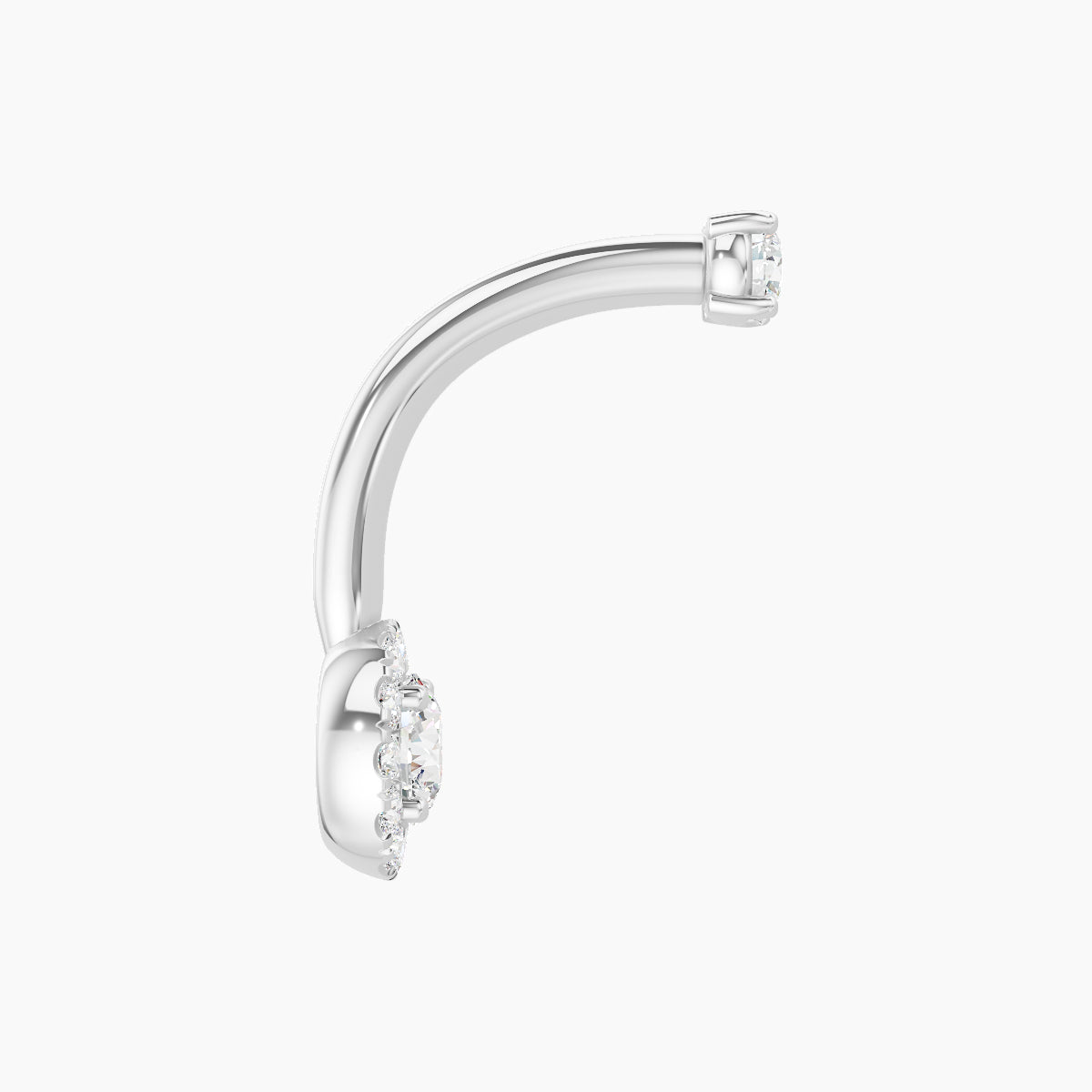 Eirene | 18k White Gold 6.5 mm 10 mm Halo Round Diamond Navel Piercing
