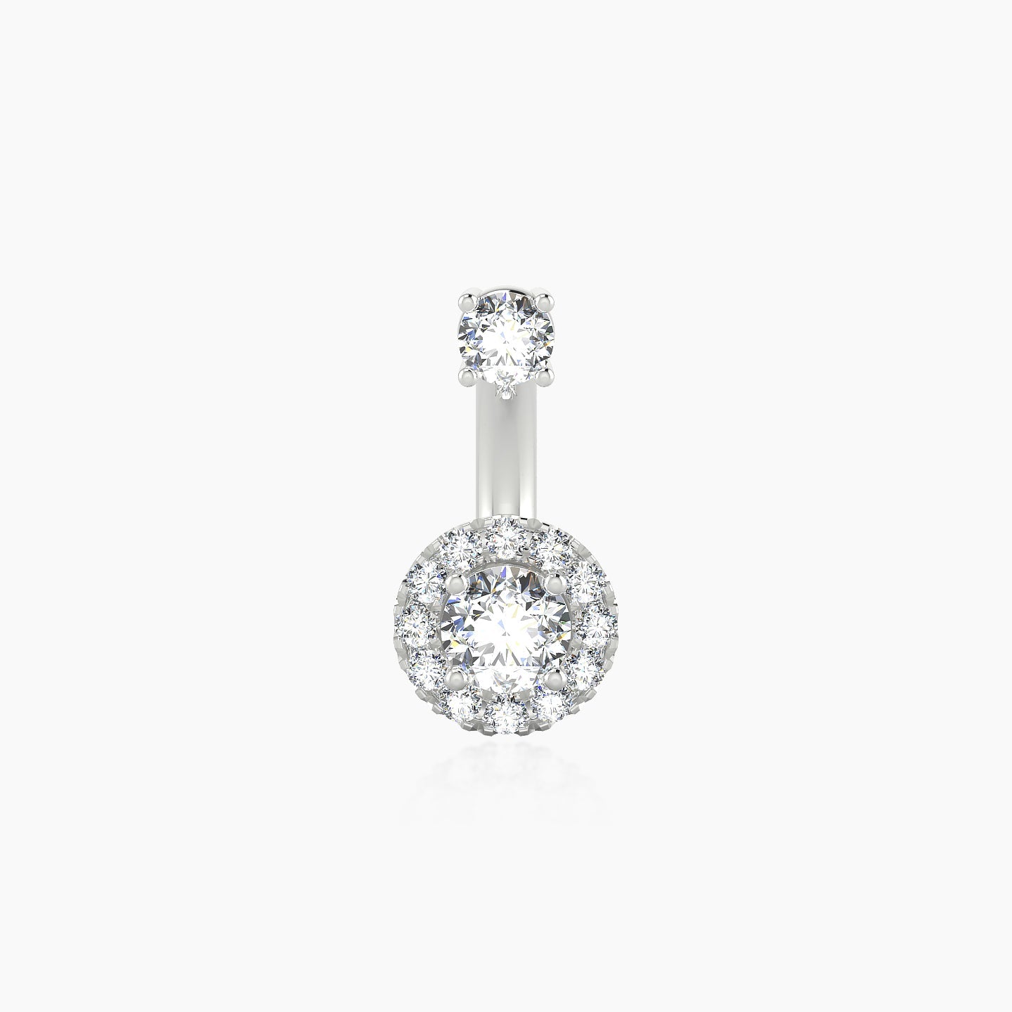 Eirene | 18k White Gold 10 mm 6.5 mm Halo Round Diamond Navel Piercing
