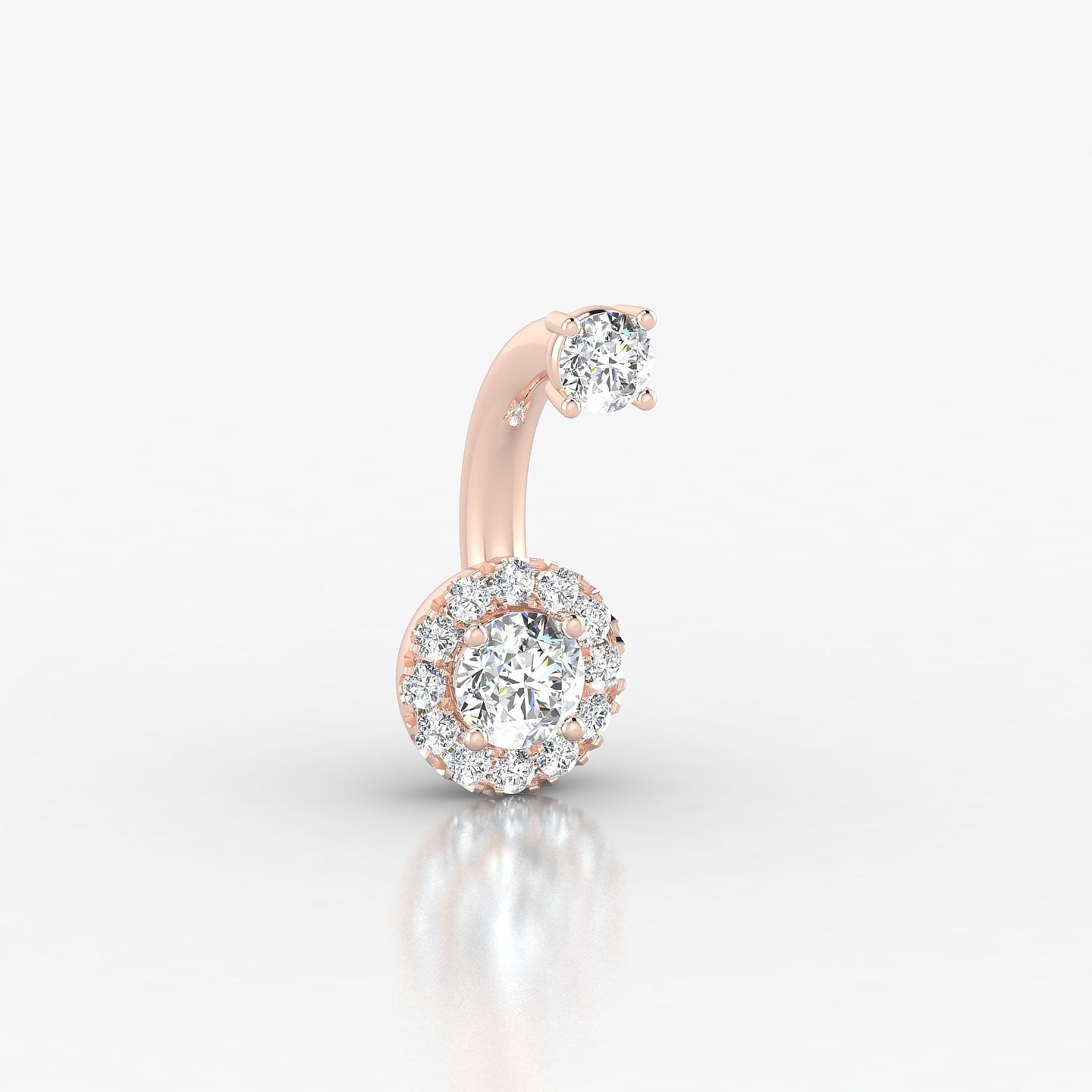 Eirene | 18k Rose Gold 10 mm 6.5 mm Halo Round Diamond Navel Piercing