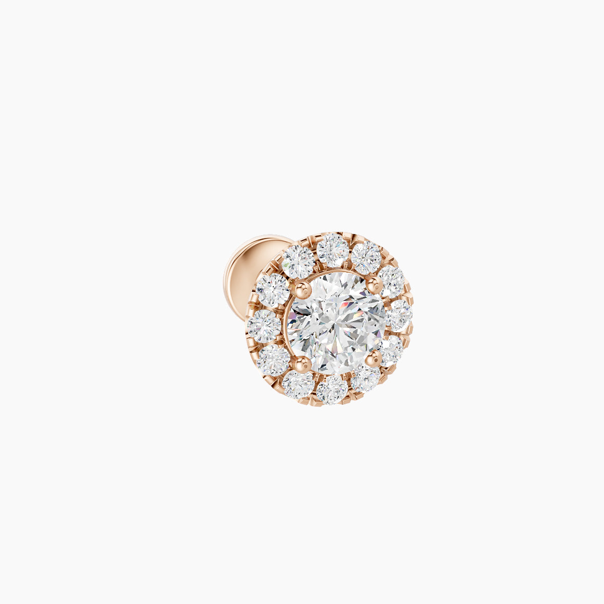 Eirene | 18k Rose Gold 6 mm 5 mm Halo Round Diamond Piercing
