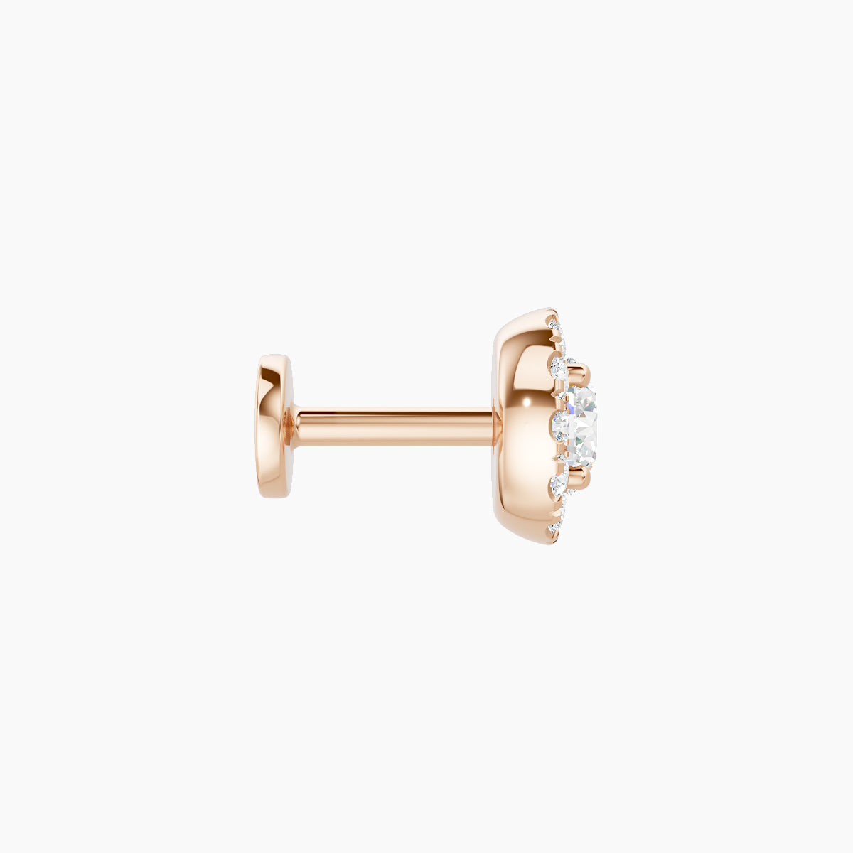 Eirene | 18k Rose Gold 6 mm 5 mm Halo Round Diamond Piercing