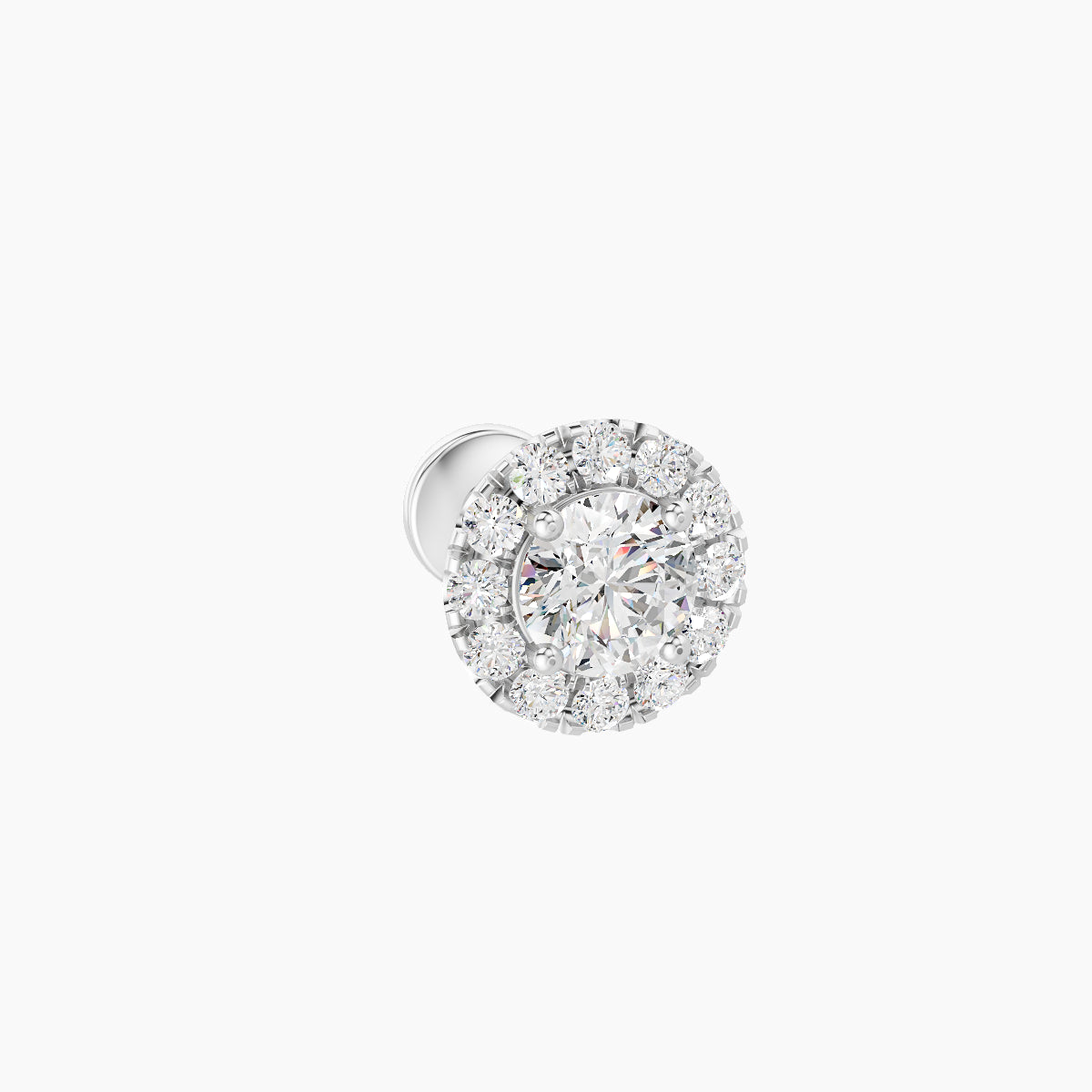 Eirene | 18k White Gold 6 mm 5 mm Halo Round Diamond Piercing