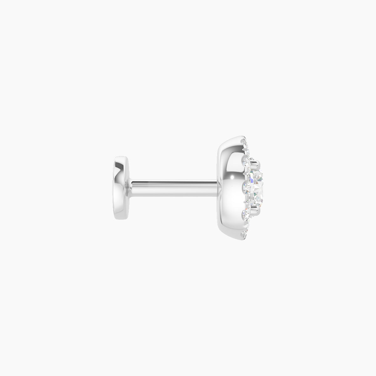 Eirene | 18k White Gold 6 mm 5 mm Halo Round Diamond Piercing