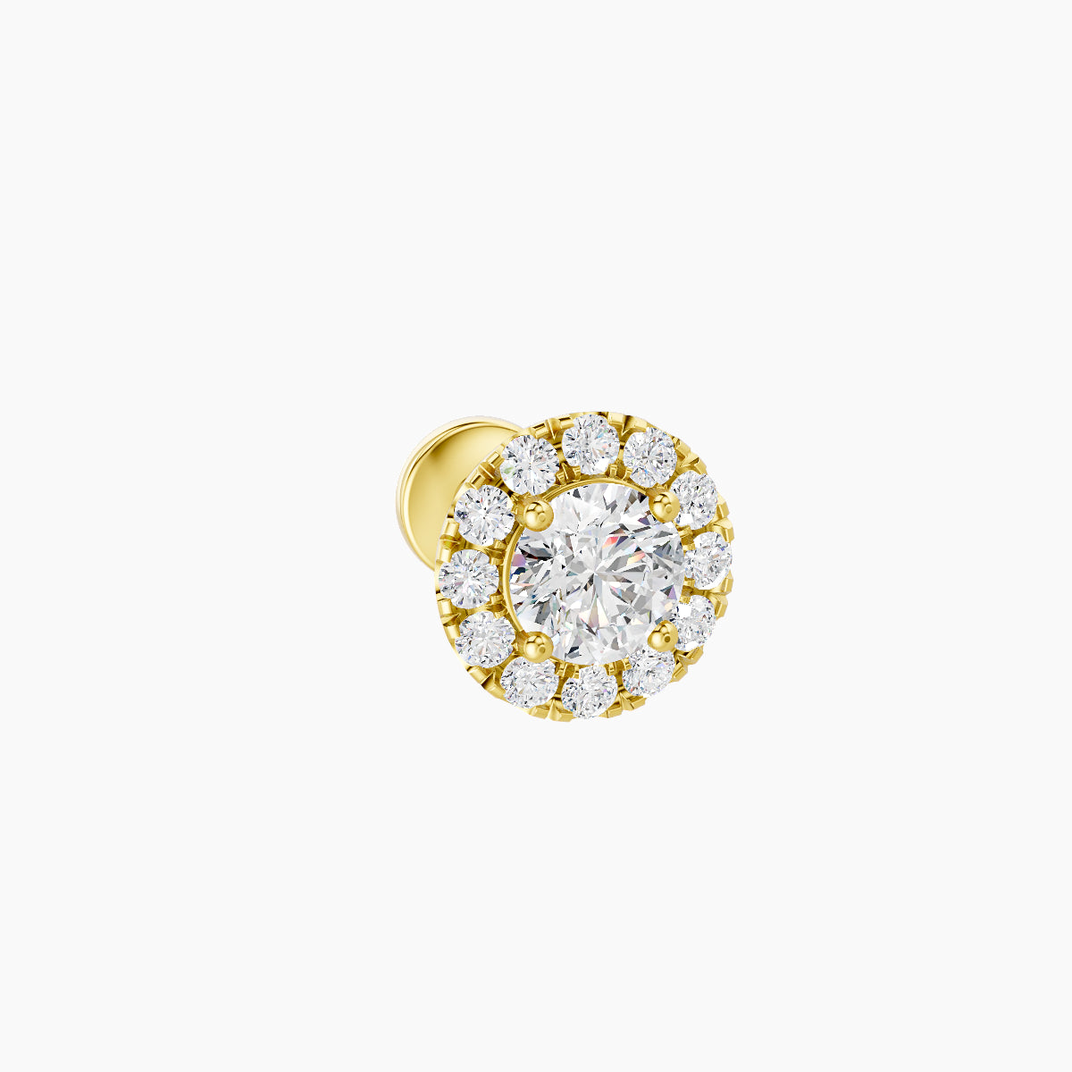 Eirene | 18k Yellow Gold 6 mm 5 mm Halo Round Diamond Piercing