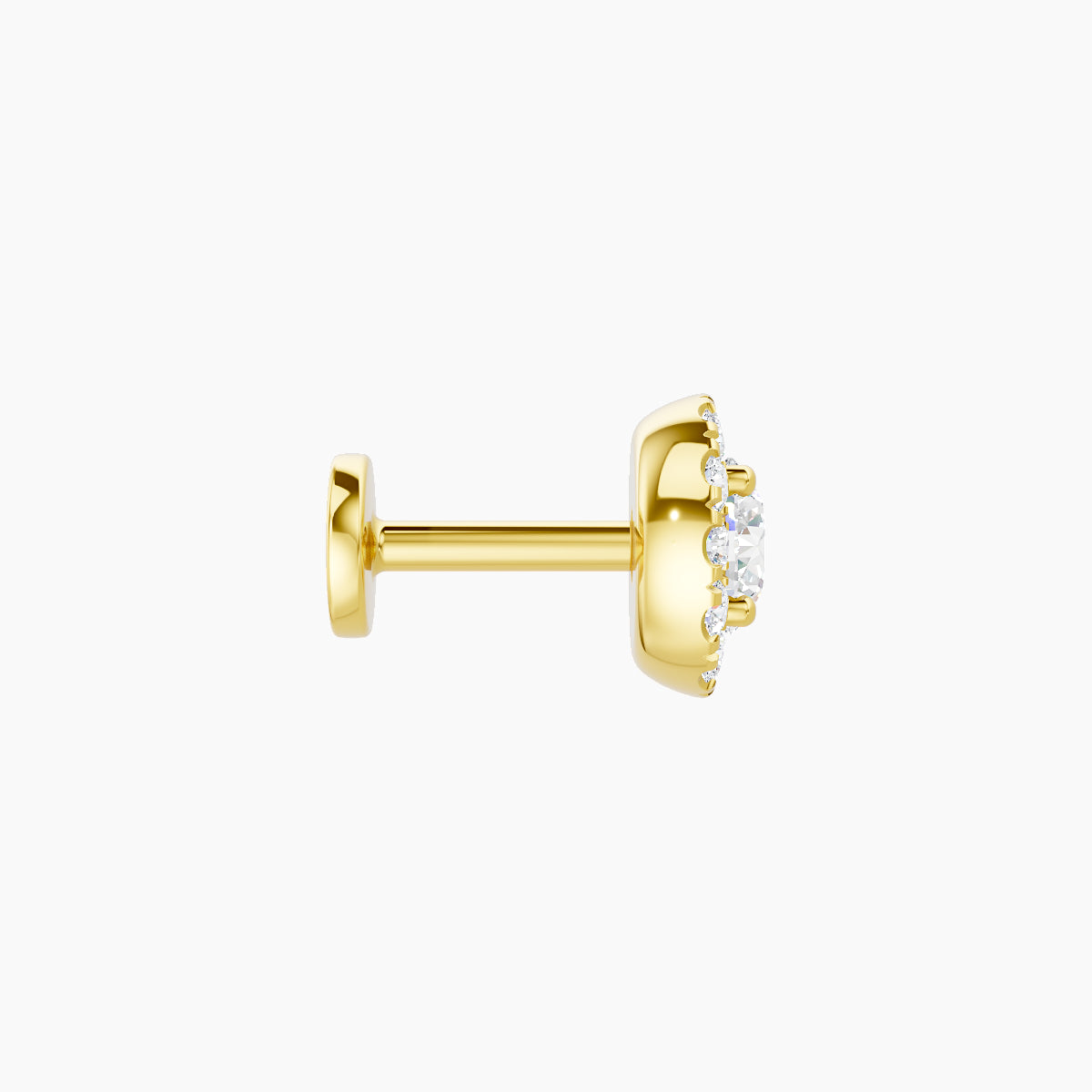 Eirene | 18k Yellow Gold 6 mm 5 mm Halo Round Diamond Piercing