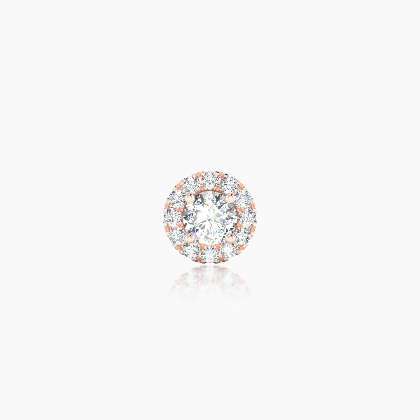 Eirene | 18k Rose Gold 6.5 mm 5 mm Halo Round Diamond Piercing